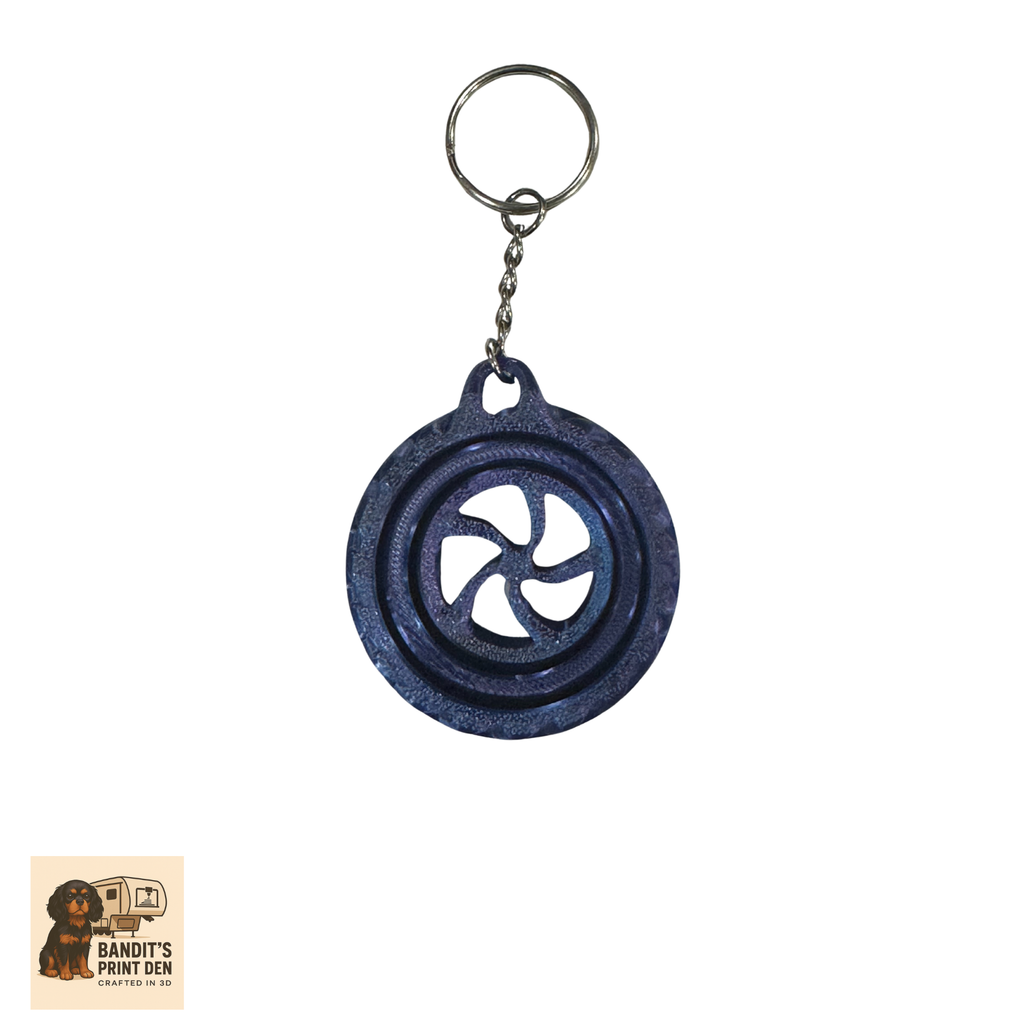 Swirl Spinner Keychain – 3D Printed Tire/Wheel Fidget Keychain | Smooth Spin | Everyday Carry | Stress Reliever Gift