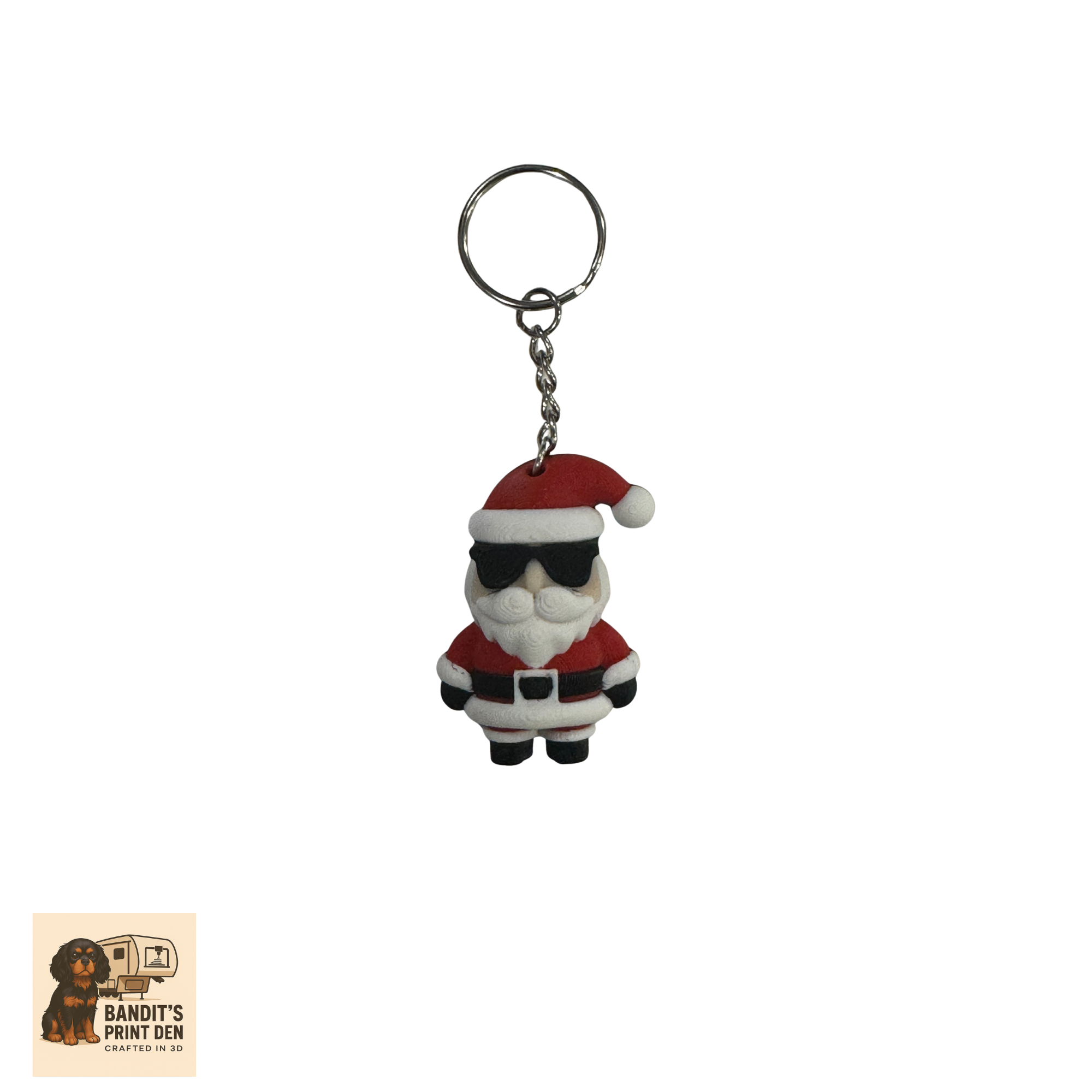 Cool Santa Ornament / Keyring – 3D Printed Christmas Decoration | Holiday Ornament | Modern Santa | Giftable Tree Hanger