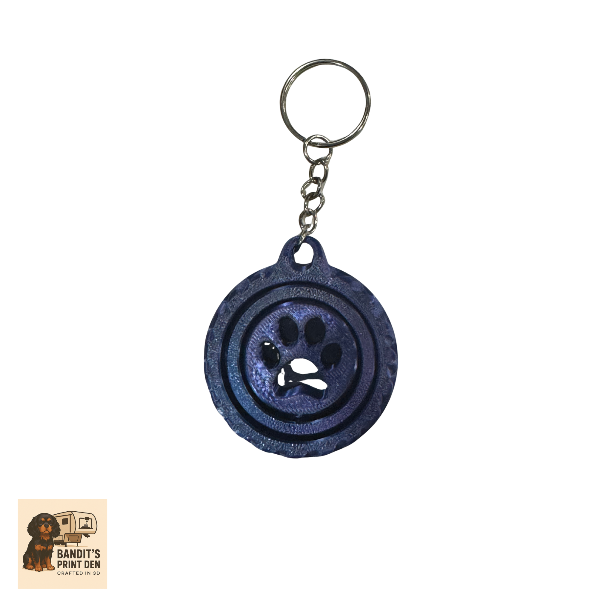 Paw Print Spinner Keychain – 3D Printed Fidget Keychain | Pet Lover Gift | Stress Reliever | Bag Accessory