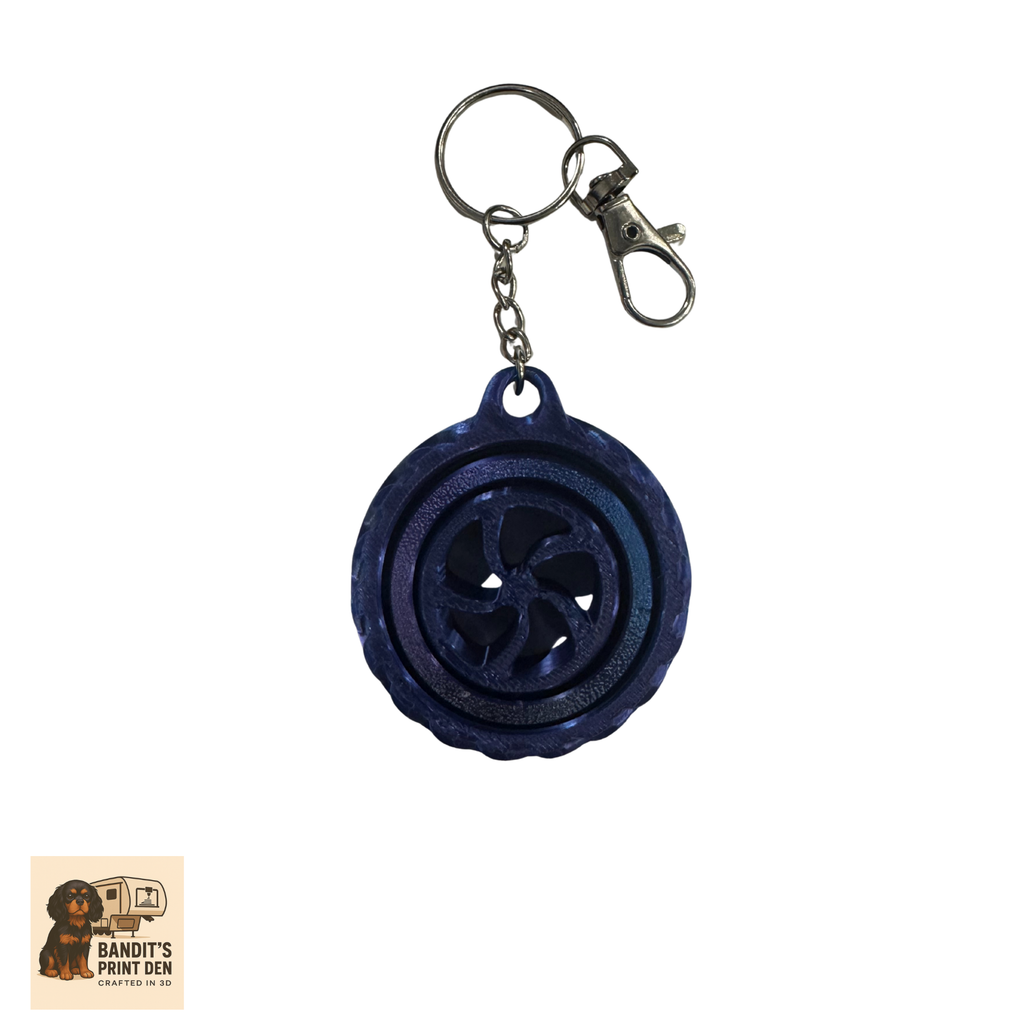 Swirl Spinner Keychain – 3D Printed Tire/Wheel Fidget Keychain | Smooth Spin | Everyday Carry | Stress Reliever Gift