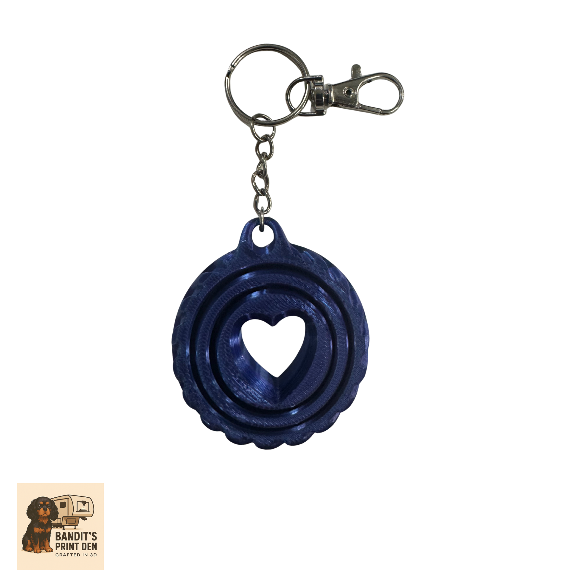 Heart Spinner Keychain – 3D Printed Fidget Keychain | Love Gift | Stress Reliever | Bag Charm | Valentine’s Day Accessory