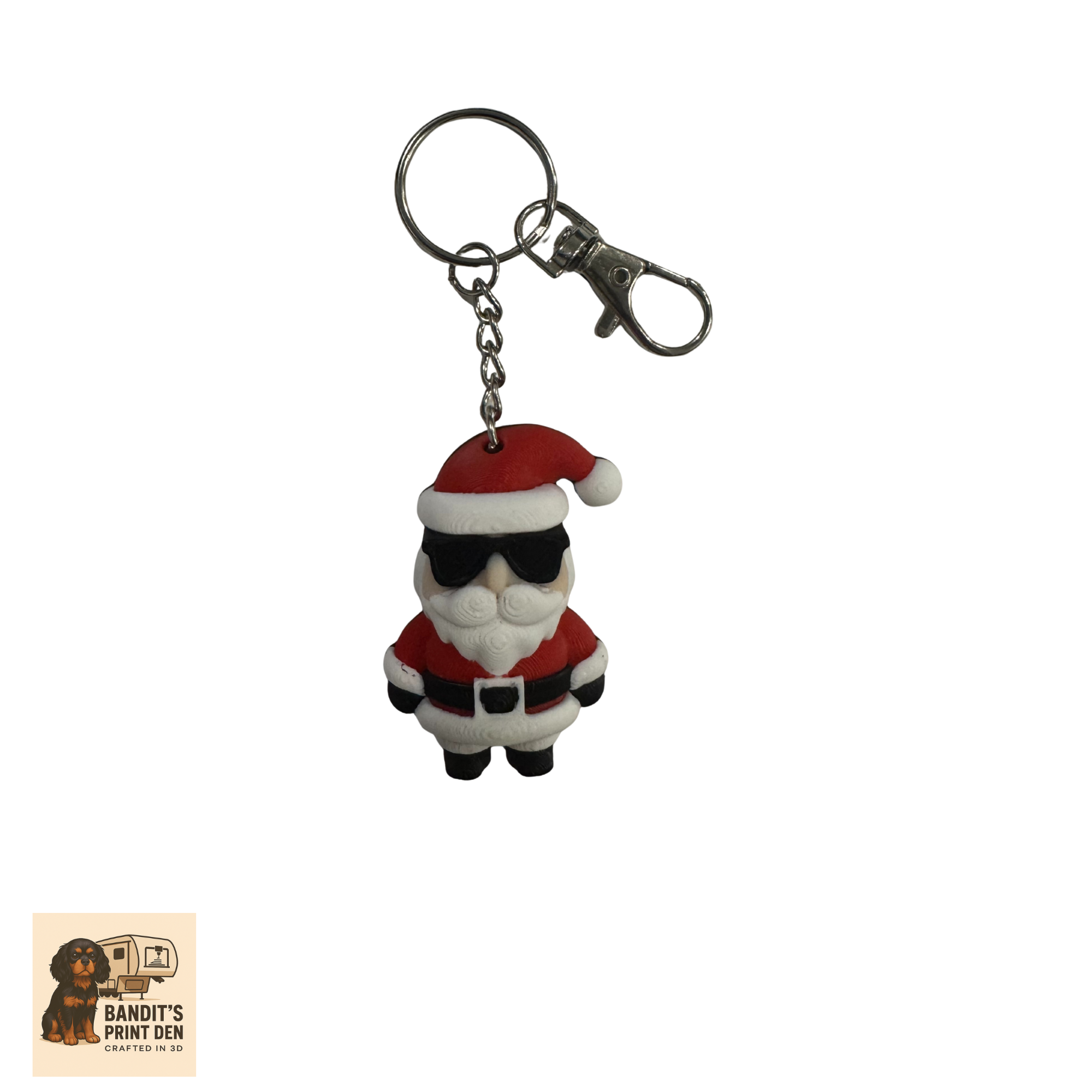 Cool Santa Ornament / Keyring – 3D Printed Christmas Decoration | Holiday Ornament | Modern Santa | Giftable Tree Hanger