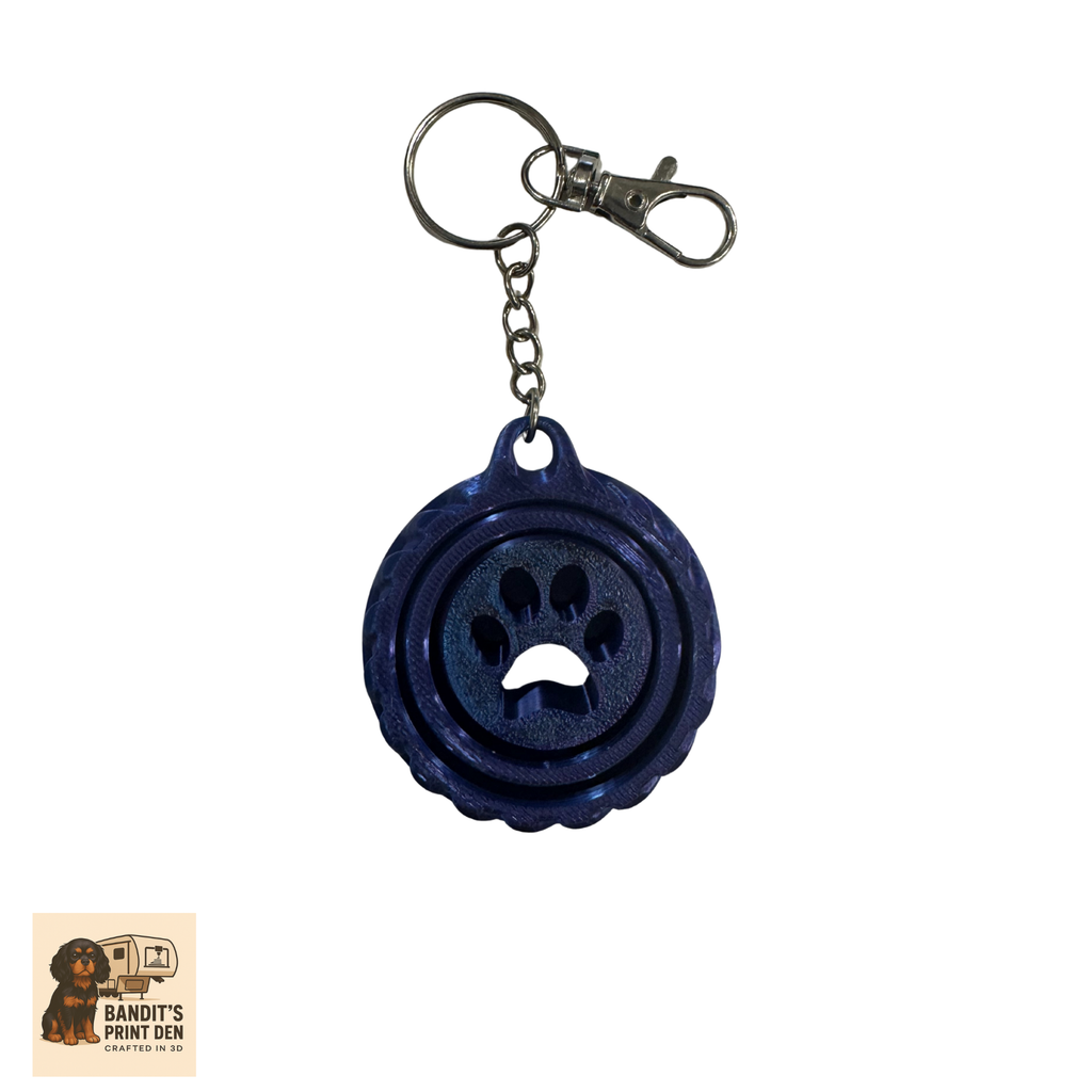 Paw Print Spinner Keychain – 3D Printed Fidget Keychain | Pet Lover Gift | Stress Reliever | Bag Accessory