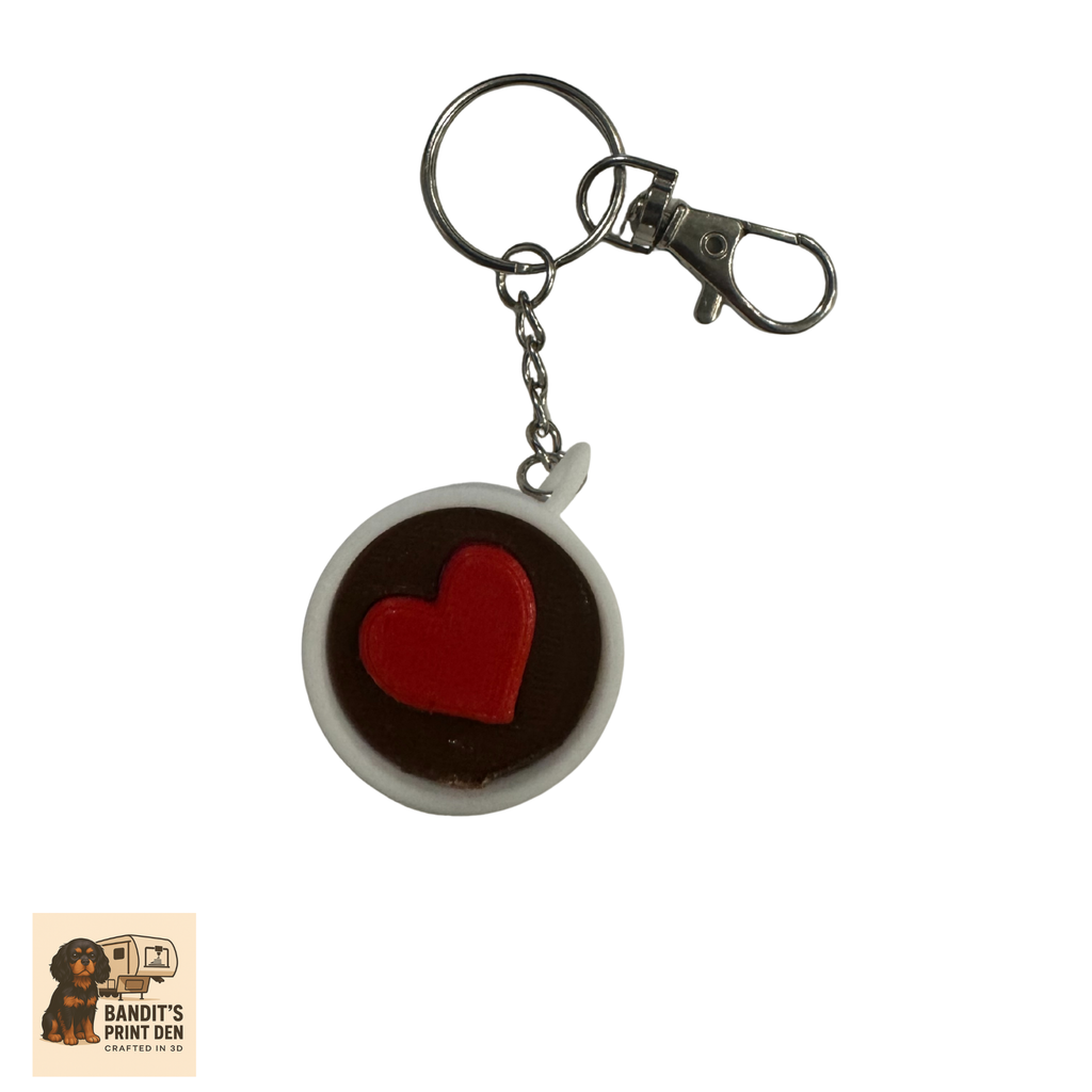 Heart Espresso Cup Keychain – 3D Printed Mini Espresso Mug with Heart | Coffee Lover Gift | Barista Keychain | Cute Bag Charm