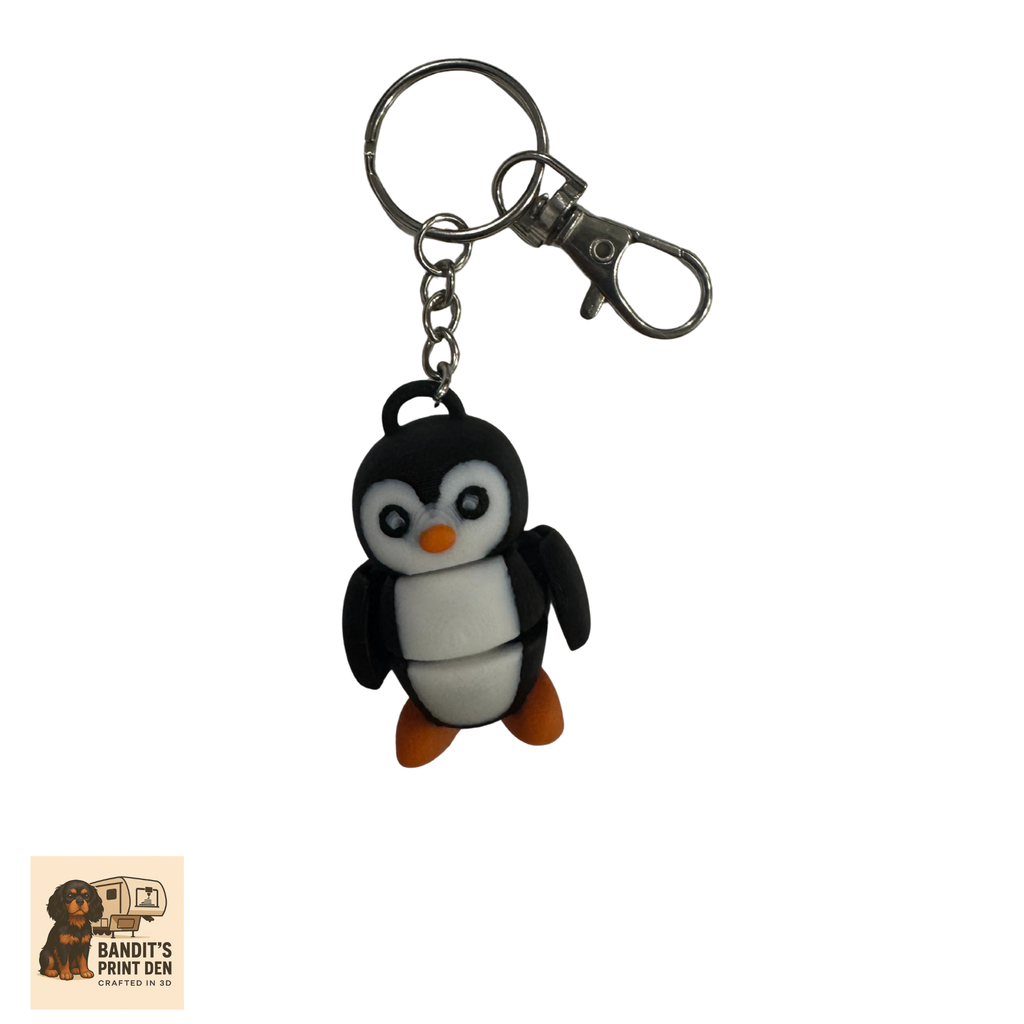 Penguin Articulated Figure Keychain – Cute Flexi Companion | Fidget Toy | 3D Printed Keychain Accessory