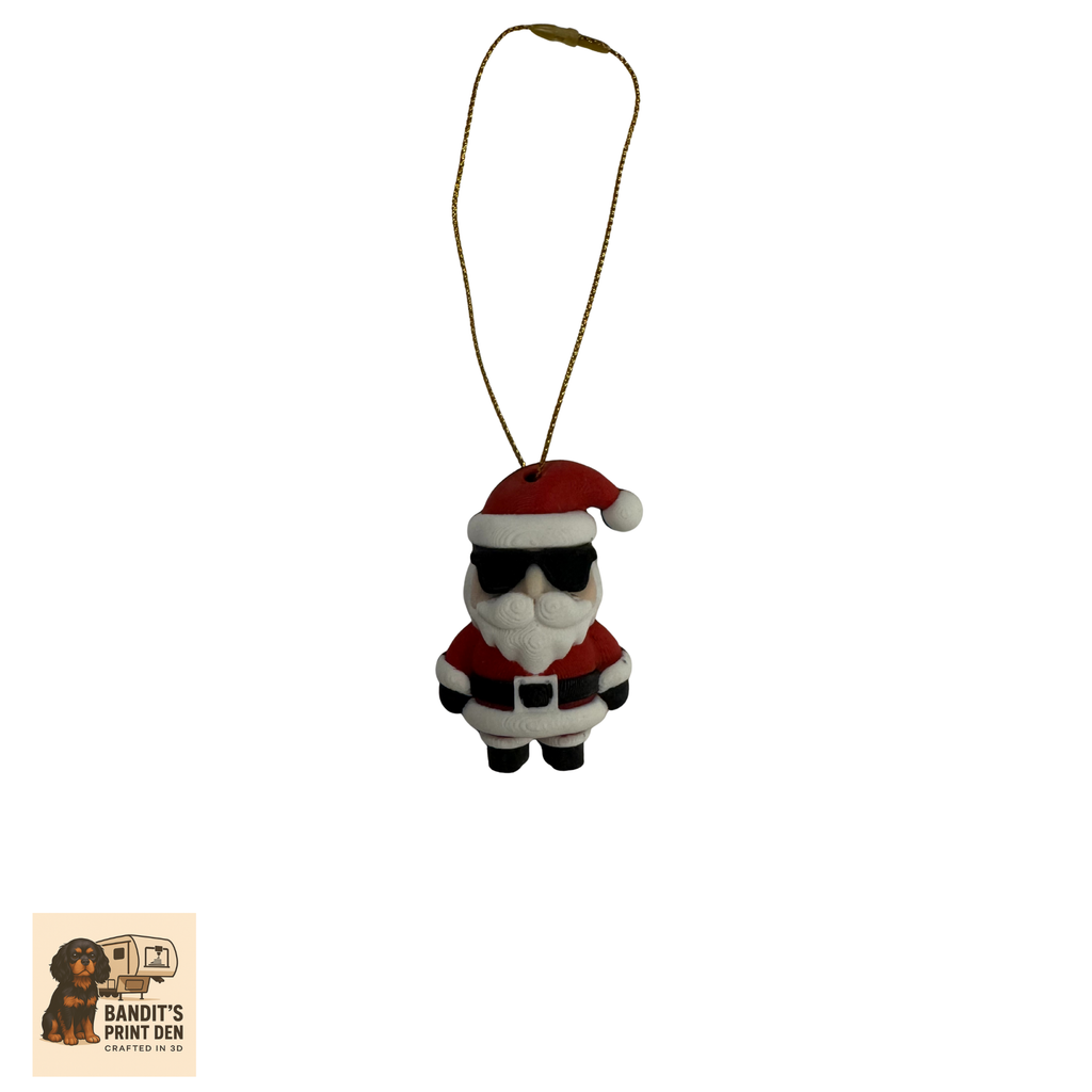 Cool Santa Ornament / Keyring – 3D Printed Christmas Decoration | Holiday Ornament | Modern Santa | Giftable Tree Hanger