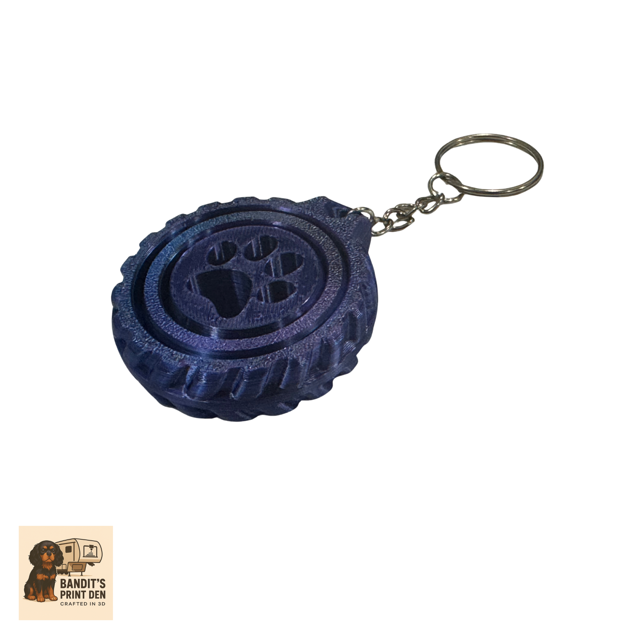 Paw Print Spinner Keychain – 3D Printed Fidget Keychain | Pet Lover Gift | Stress Reliever | Bag Accessory