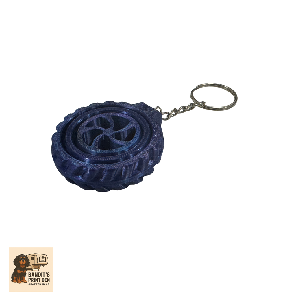 Swirl Spinner Keychain – 3D Printed Tire/Wheel Fidget Keychain | Smooth Spin | Everyday Carry | Stress Reliever Gift