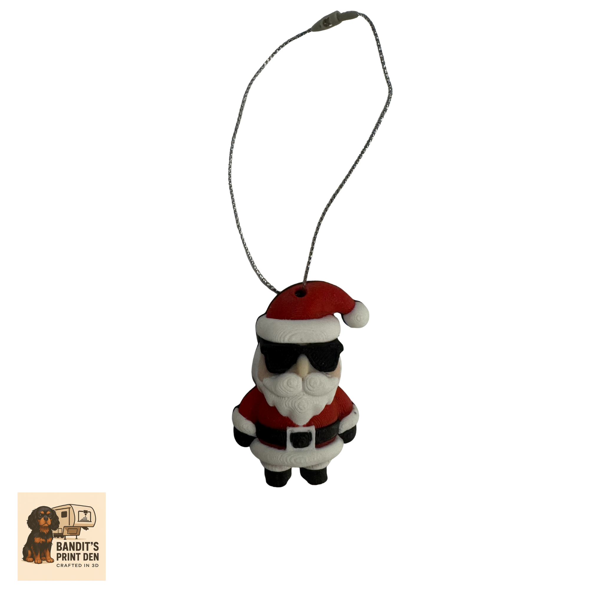 Cool Santa Ornament / Keyring – 3D Printed Christmas Decoration | Holiday Ornament | Modern Santa | Giftable Tree Hanger