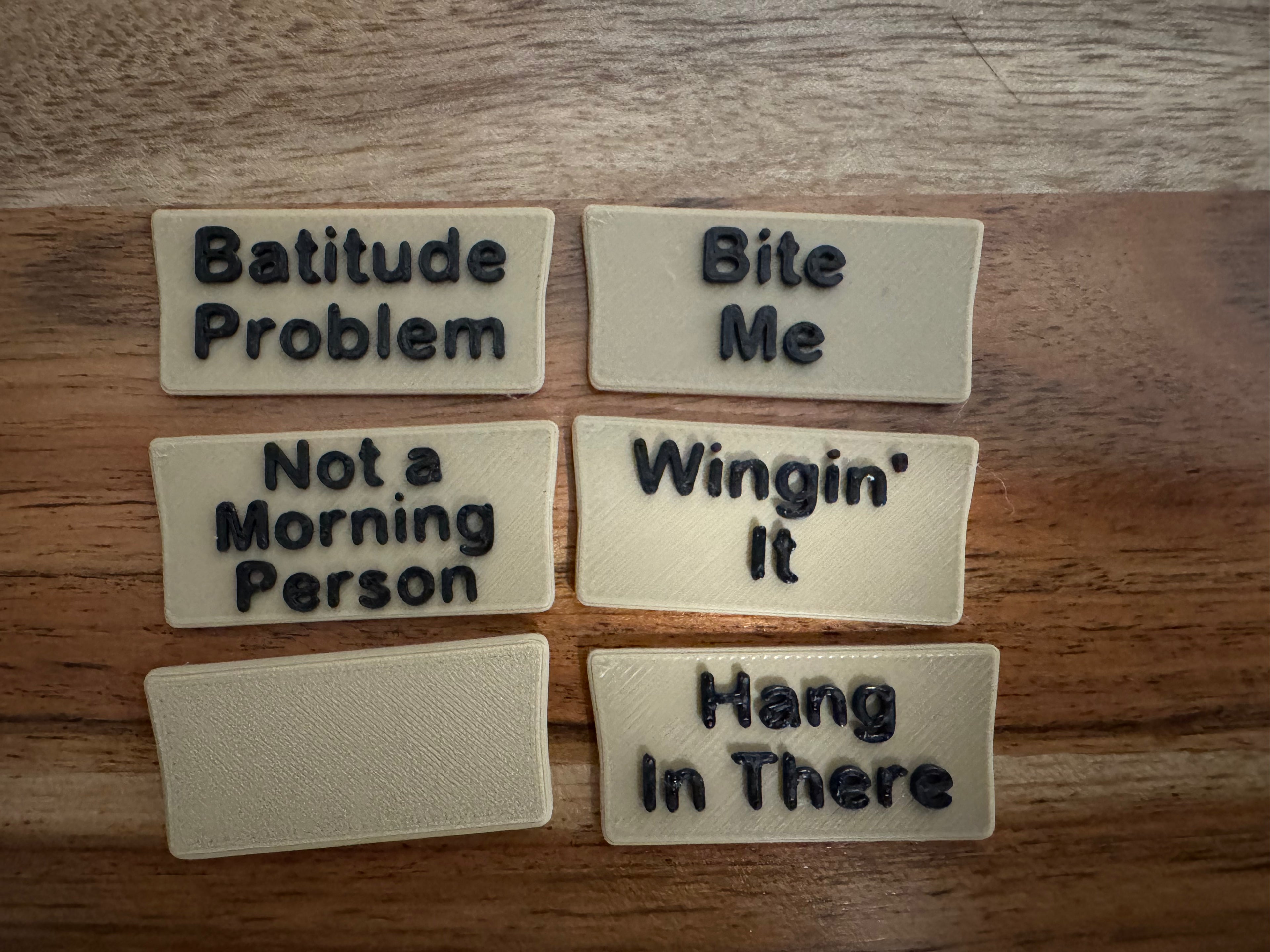 Funny Bat Desk Buddy | Animals with Attitude | 3D Printed Bat with Interchangeable Sign