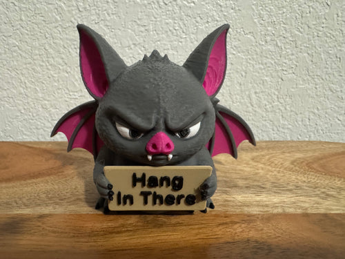 AWA Bat - Funny Bat Desk Buddy | Animals with Attitude | 3D Printed Bat with Interchangeable Sign