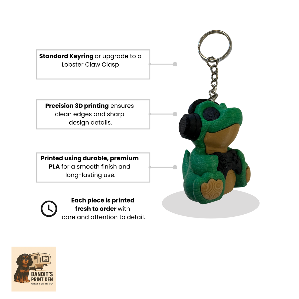 Gamer Dino Keychain / Backpack Clip