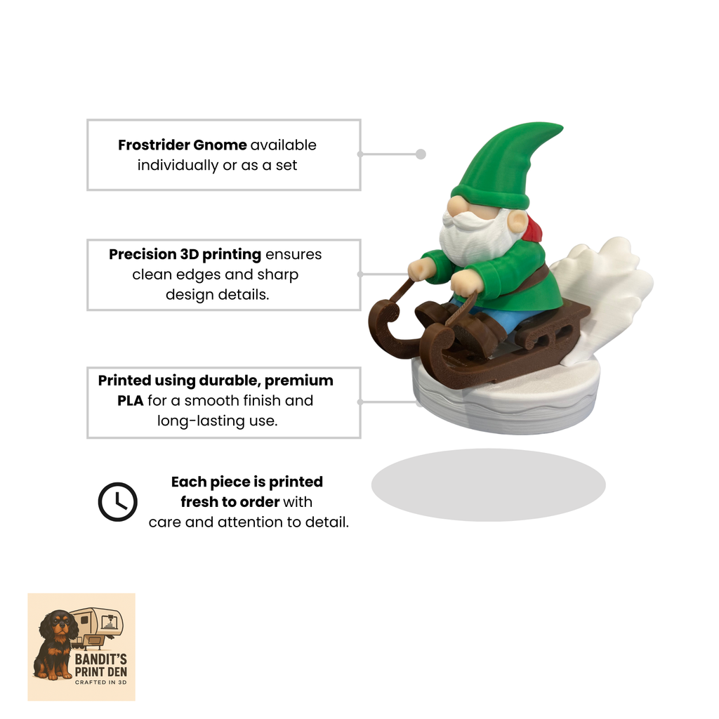 Frost Rider Gnome – 3D Printed Holiday Figurine