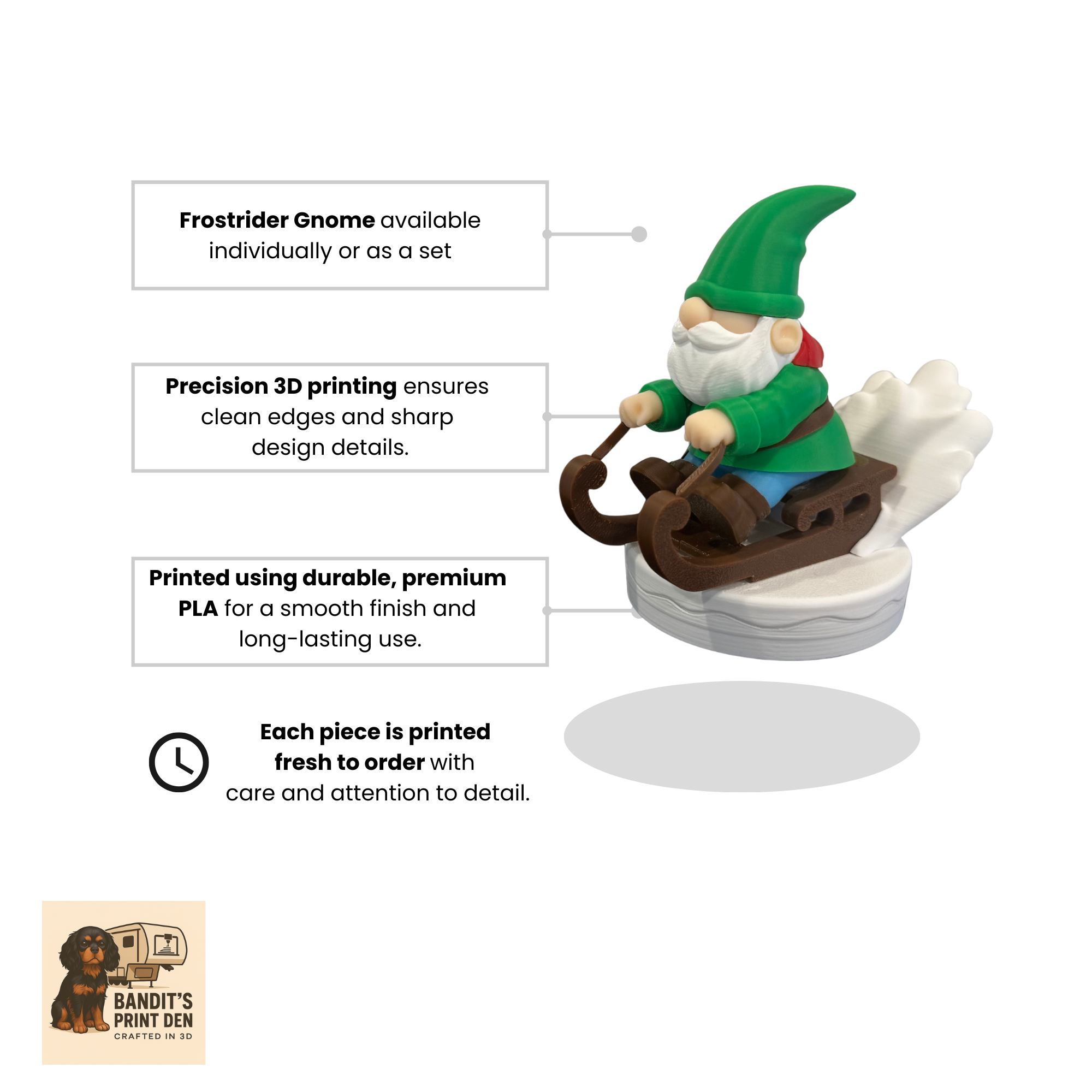 Frost Rider Gnome – 3D Printed Holiday Figurine