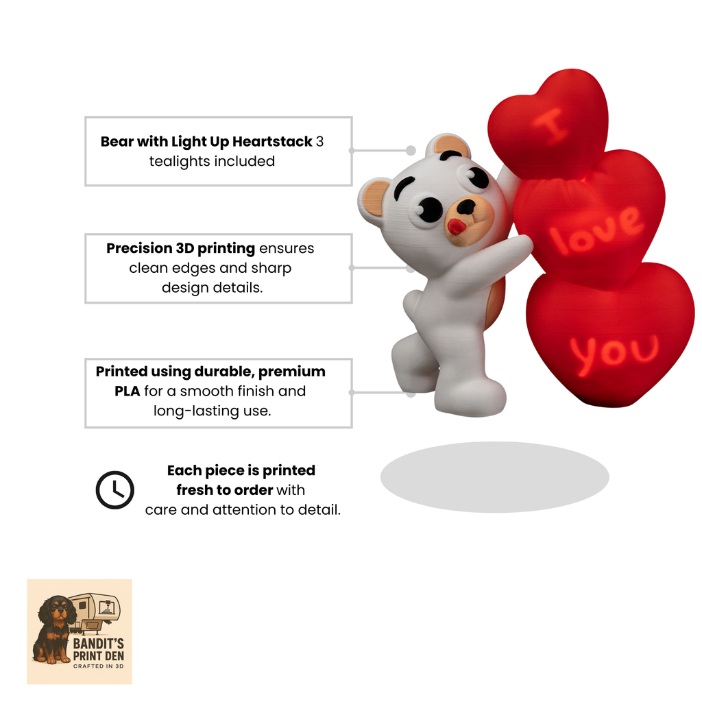 Love to Bear – Light-Up Floral Heart Teddy Décor