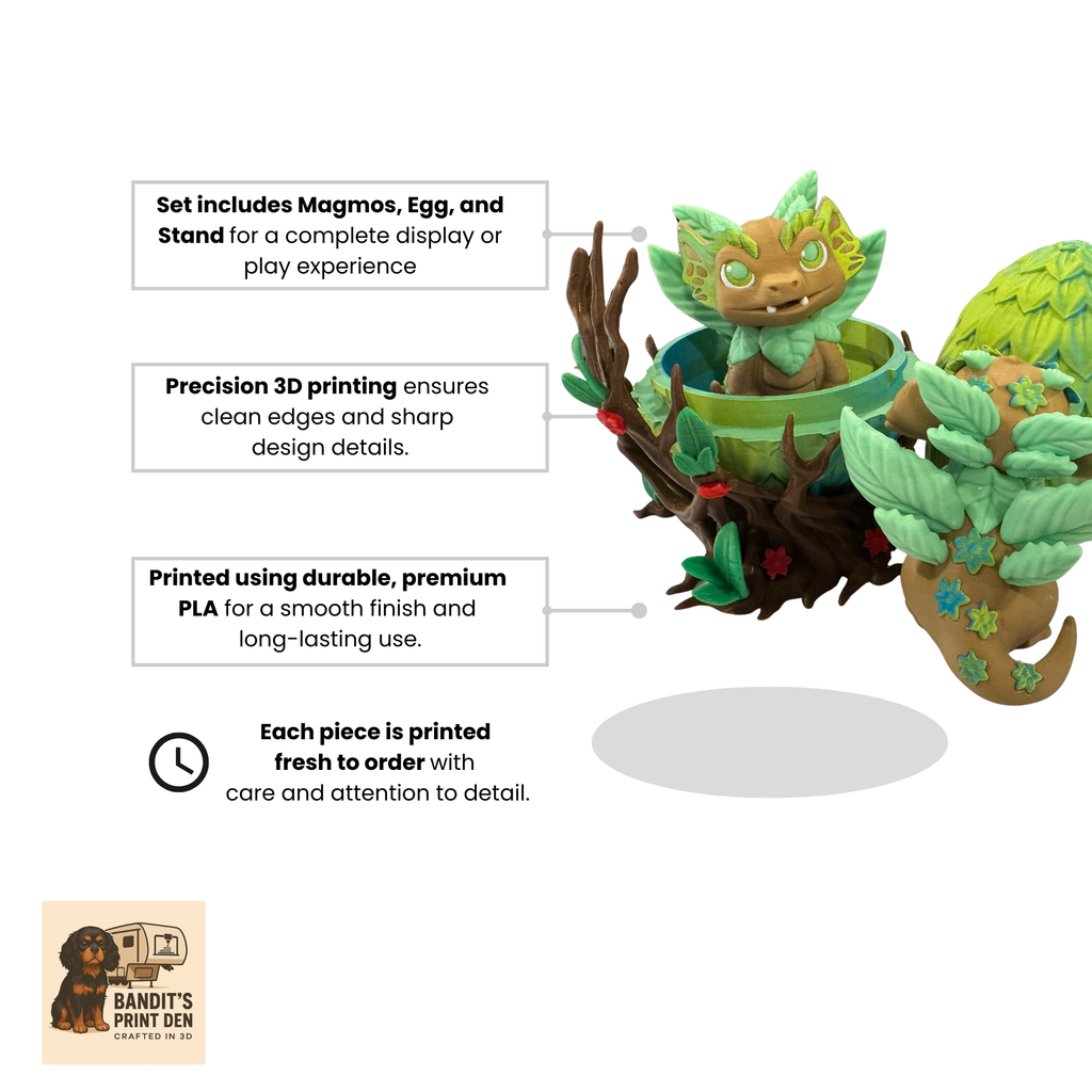 Flora & Flora Dragon Egg – Nature Dragon Figurine & Blooming Egg Display