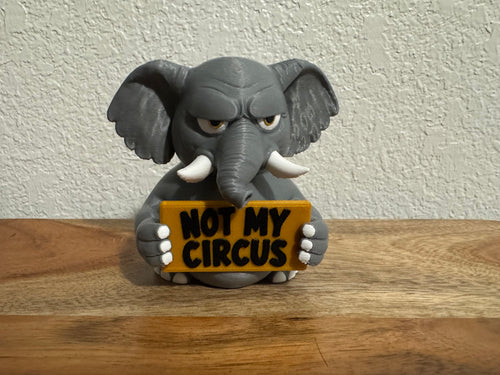 AWA Elephant - Funny Elephant Desk Buddy | Animals with Attitude | 3D Printed Elephant with Interchangeable Sign