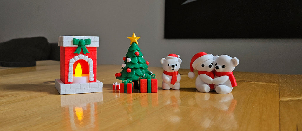 Christmas Family Bear Collection – 3D Printed Holiday Display Set | Cozy Winter Scene | Festive Figurines
