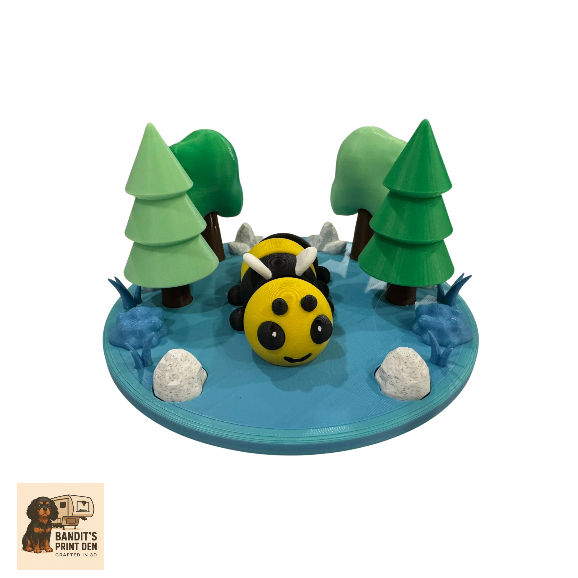 Woodland Field Animal Display Set – 3D Printed Diorama Base with Articulated Animal