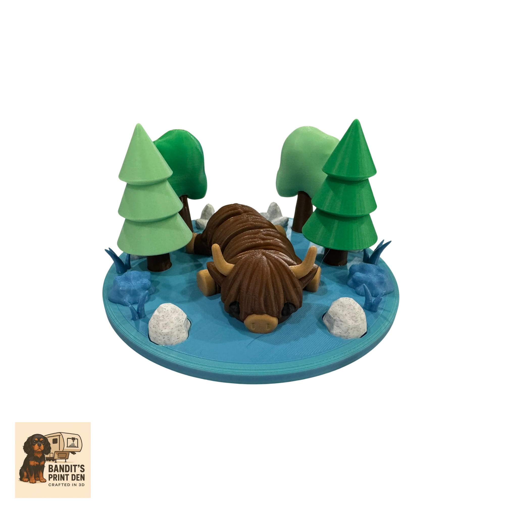 Woodland Field Animal Display Set – 3D Printed Diorama Base with Articulated Animal