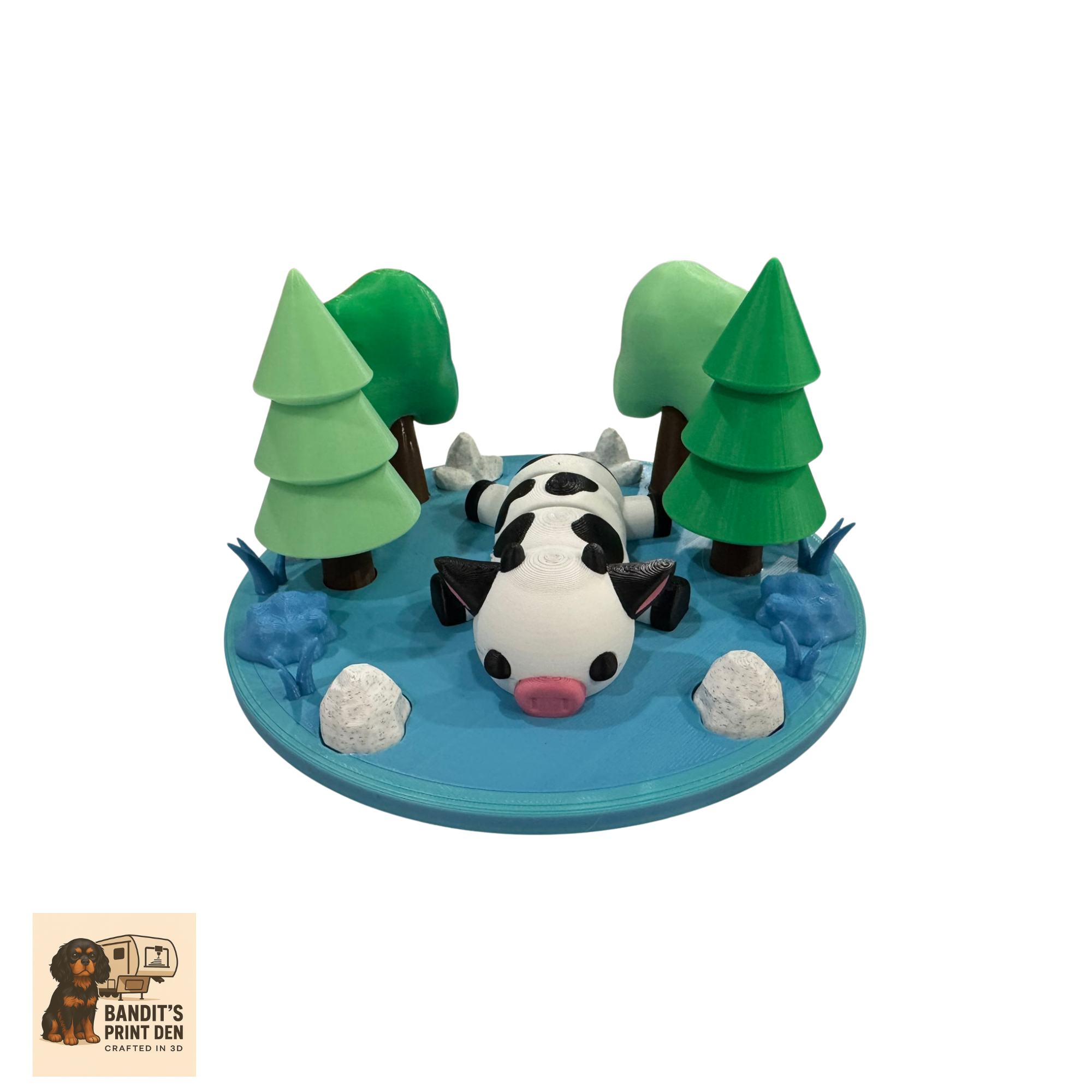 Woodland Field Animal Display Set – 3D Printed Diorama Base with Articulated Animal