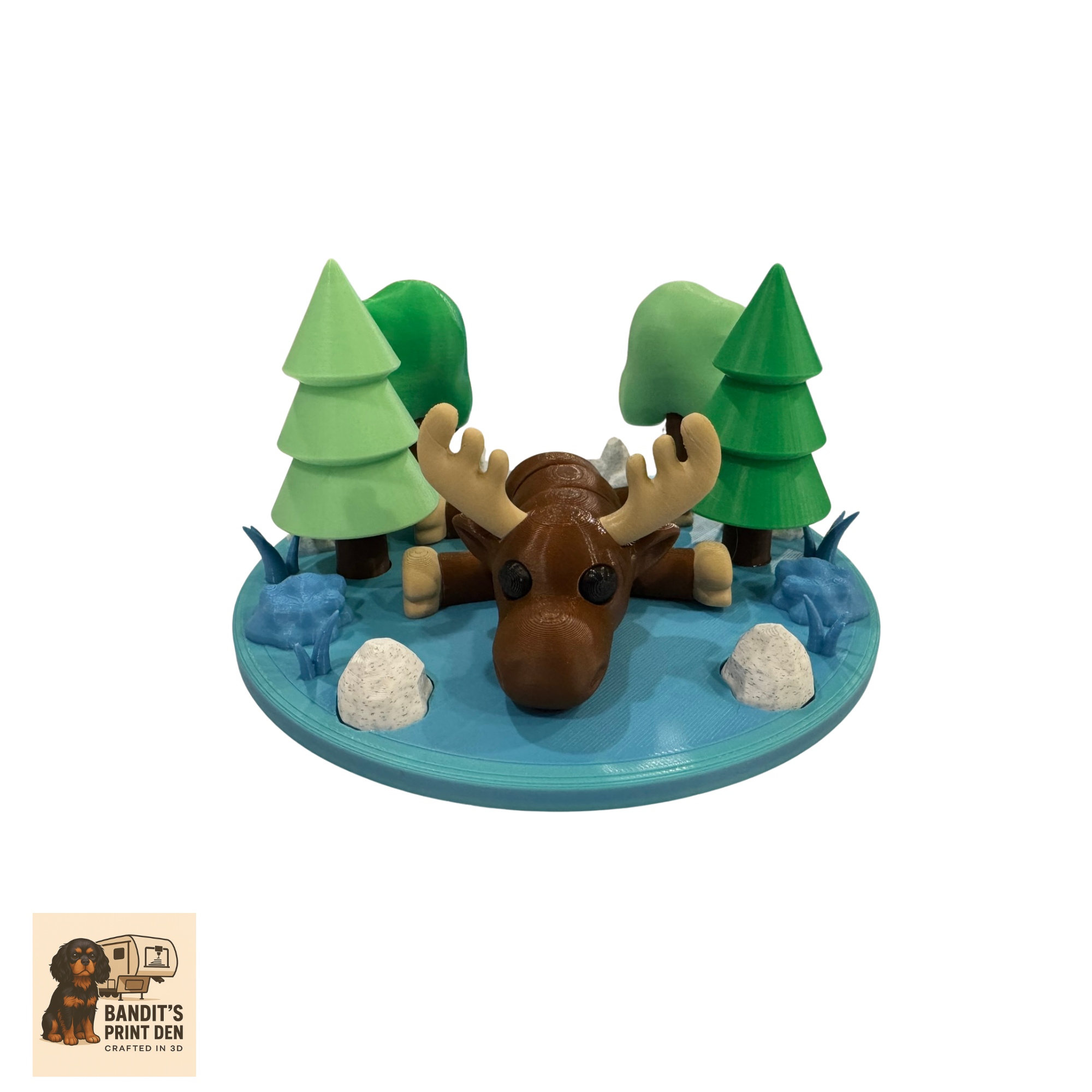 Woodland Field Animal Display Set – 3D Printed Diorama Base with Articulated Animal