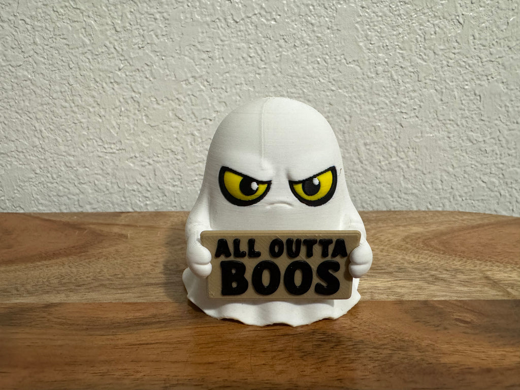 Funny Ghost Desk Buddy | Holidays with Attitude | 3D Printed Ghost with Interchangeable Sign