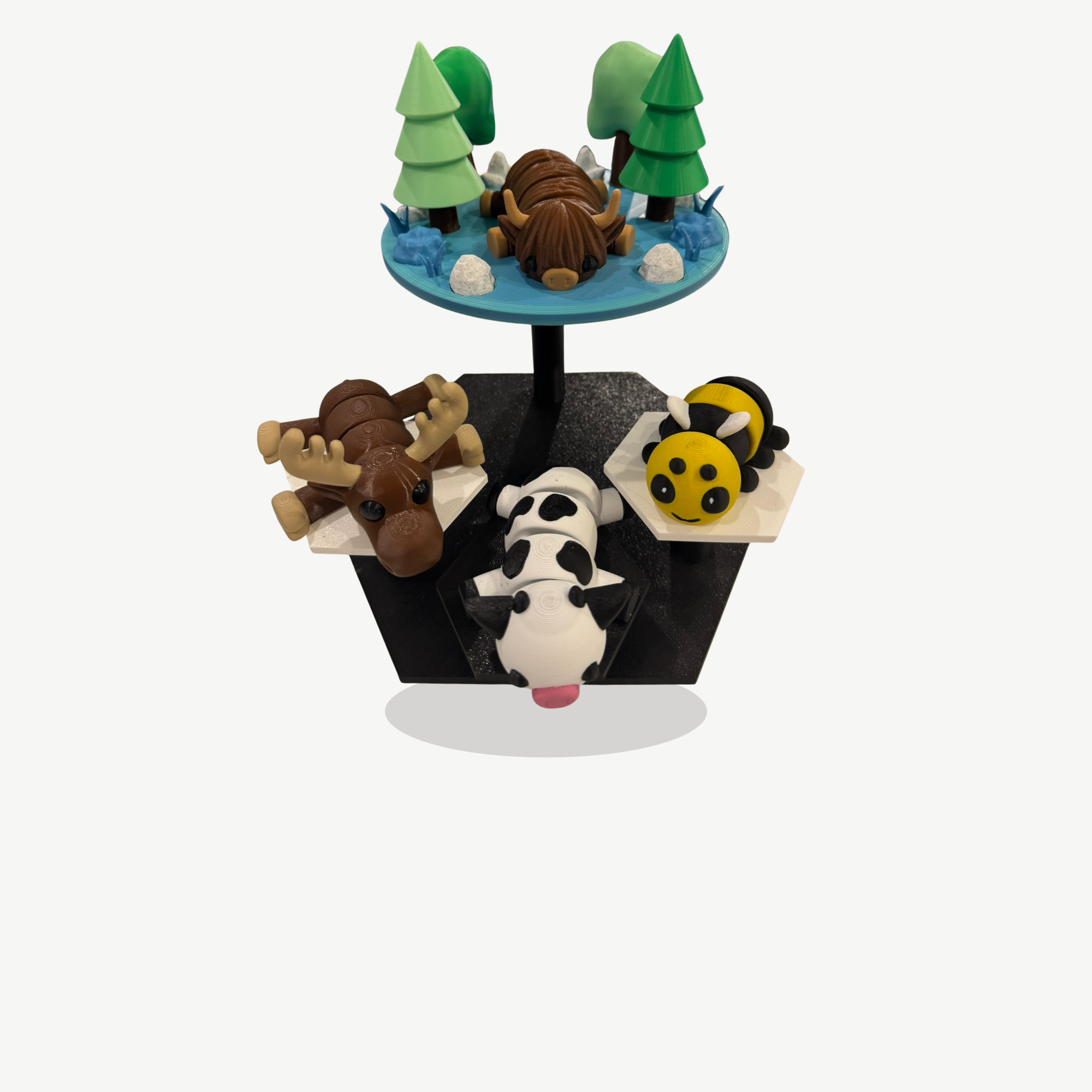 Woodland Field Animal Display Set – 3D Printed Diorama Base with Articulated Animal