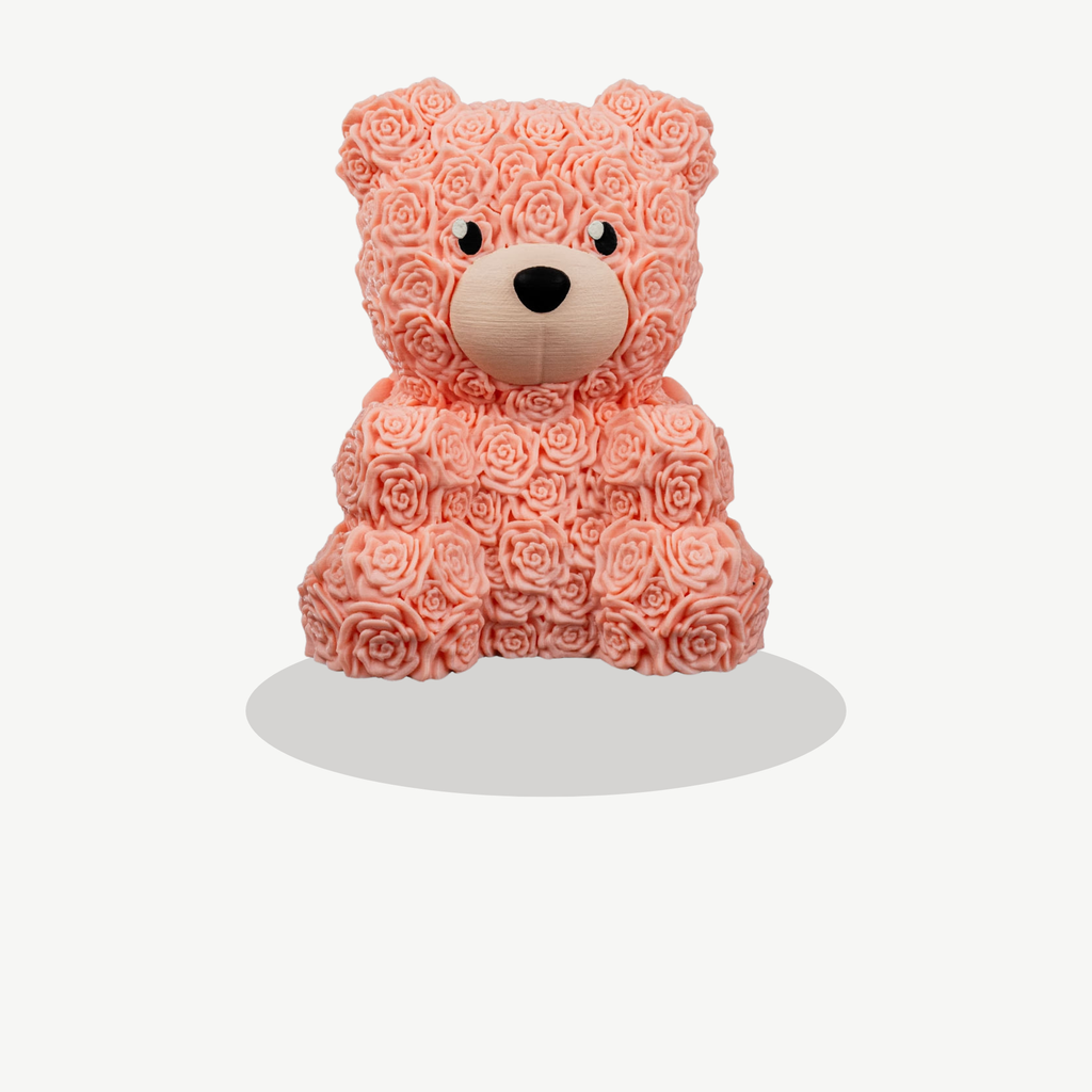 Floral Rose Bear – 6" 3D Printed Decorative Bear