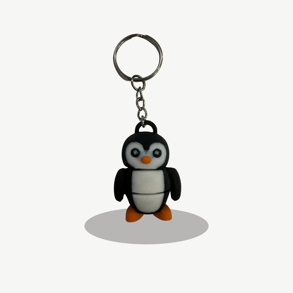 Penguin Articulated Figure Keychain – Cute Flexi Companion | Fidget Toy | 3D Printed Keychain Accessory