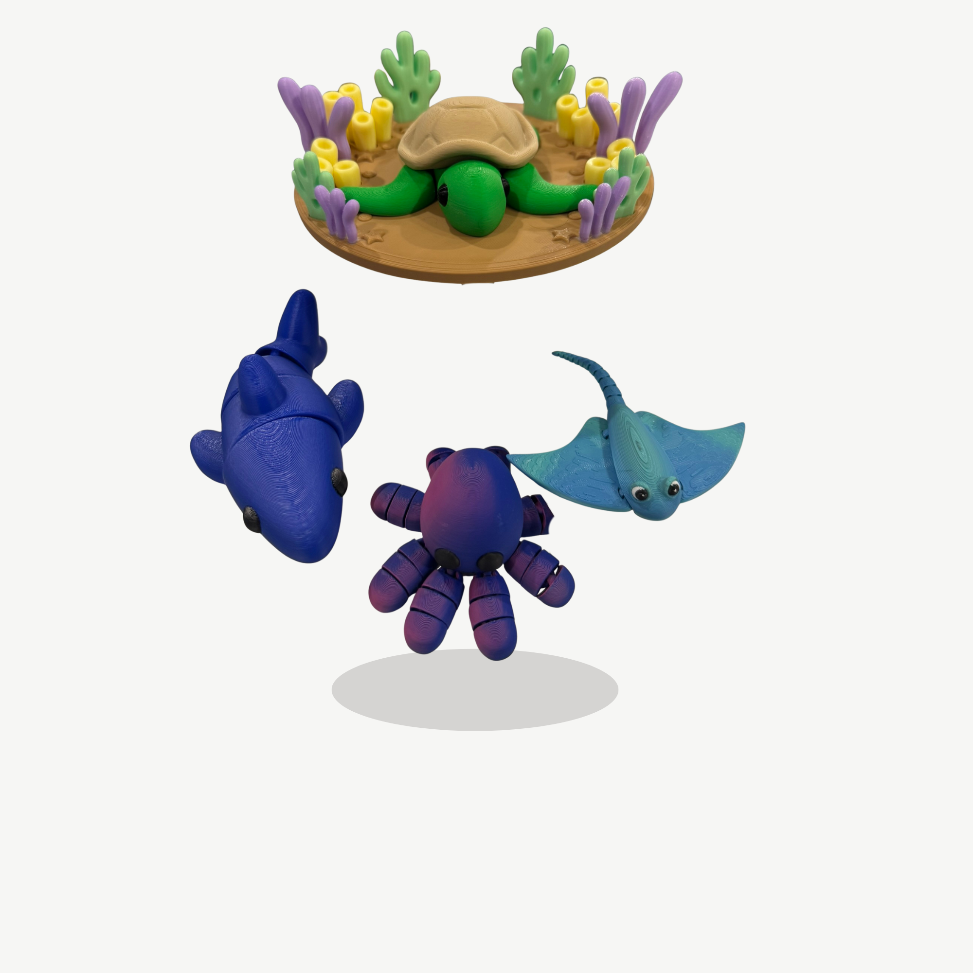 Coral Reef Critter Display Set – 3D Printed Ocean Scene & Articulated Sea Animals