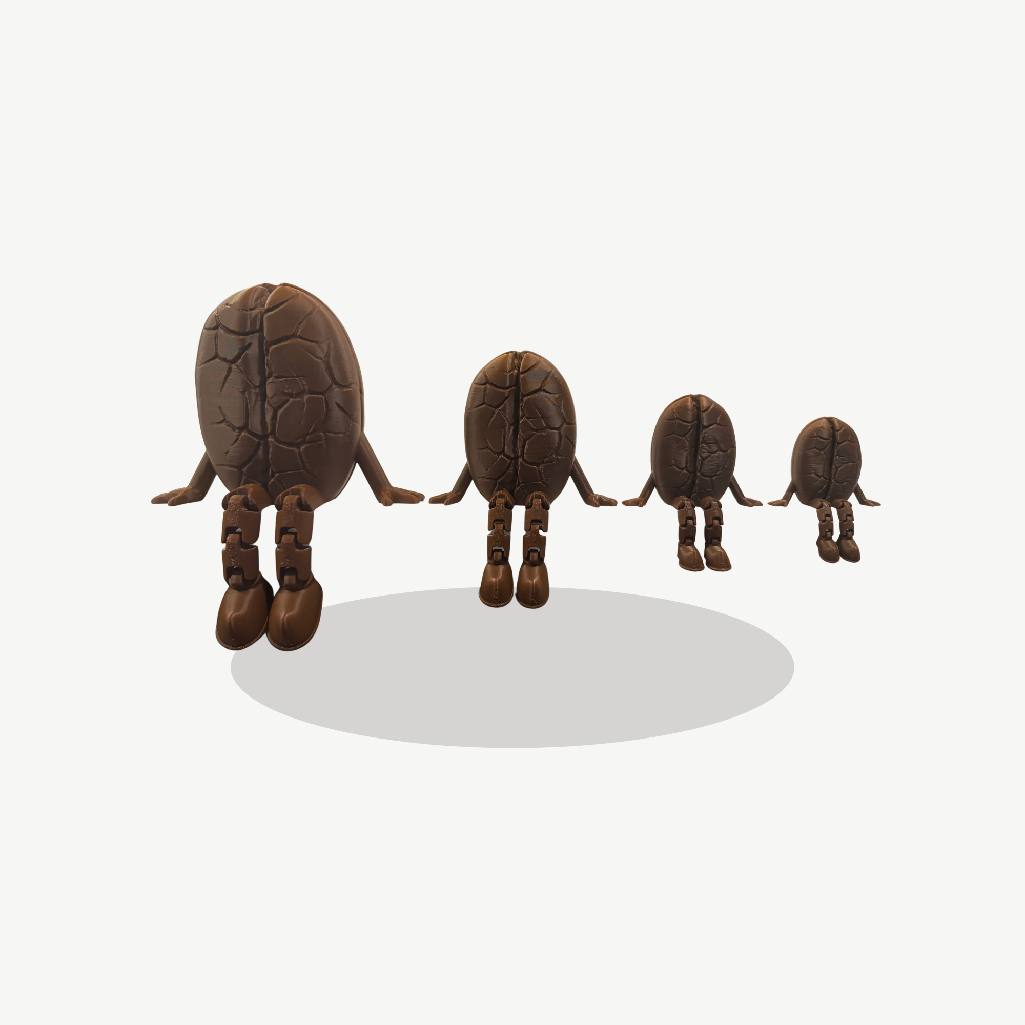 Espresso Bean on a Shelf – 3D Printed Sitting Espresso Bean Figurine | Articulated Legs | Coffee Lover Gift | Shelf Buddy