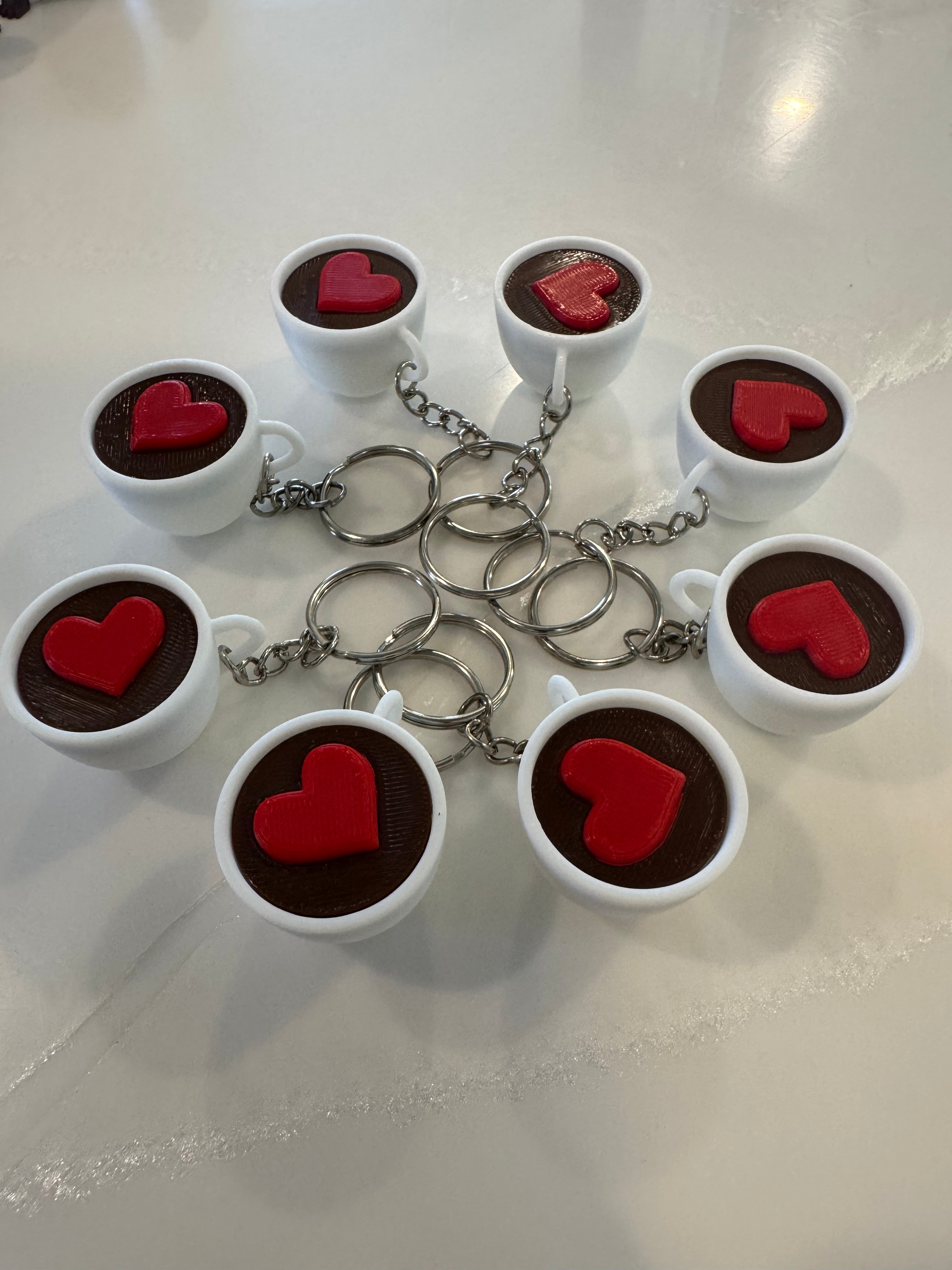 Heart Espresso Cup Keychain – 3D Printed Mini Espresso Mug with Heart | Coffee Lover Gift | Barista Keychain | Cute Bag Charm