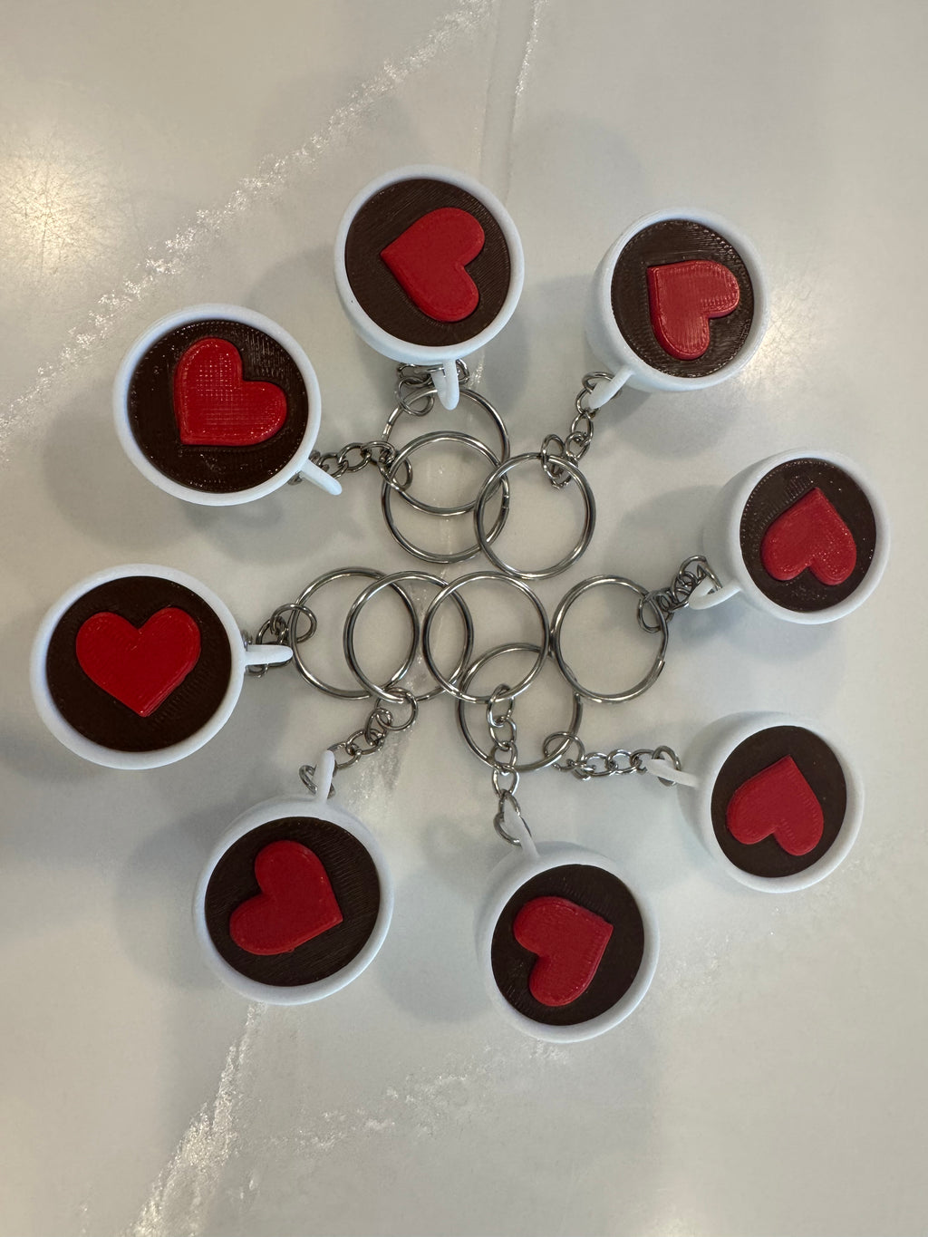 Heart Espresso Cup Keychain – 3D Printed Mini Espresso Mug with Heart | Coffee Lover Gift | Barista Keychain | Cute Bag Charm