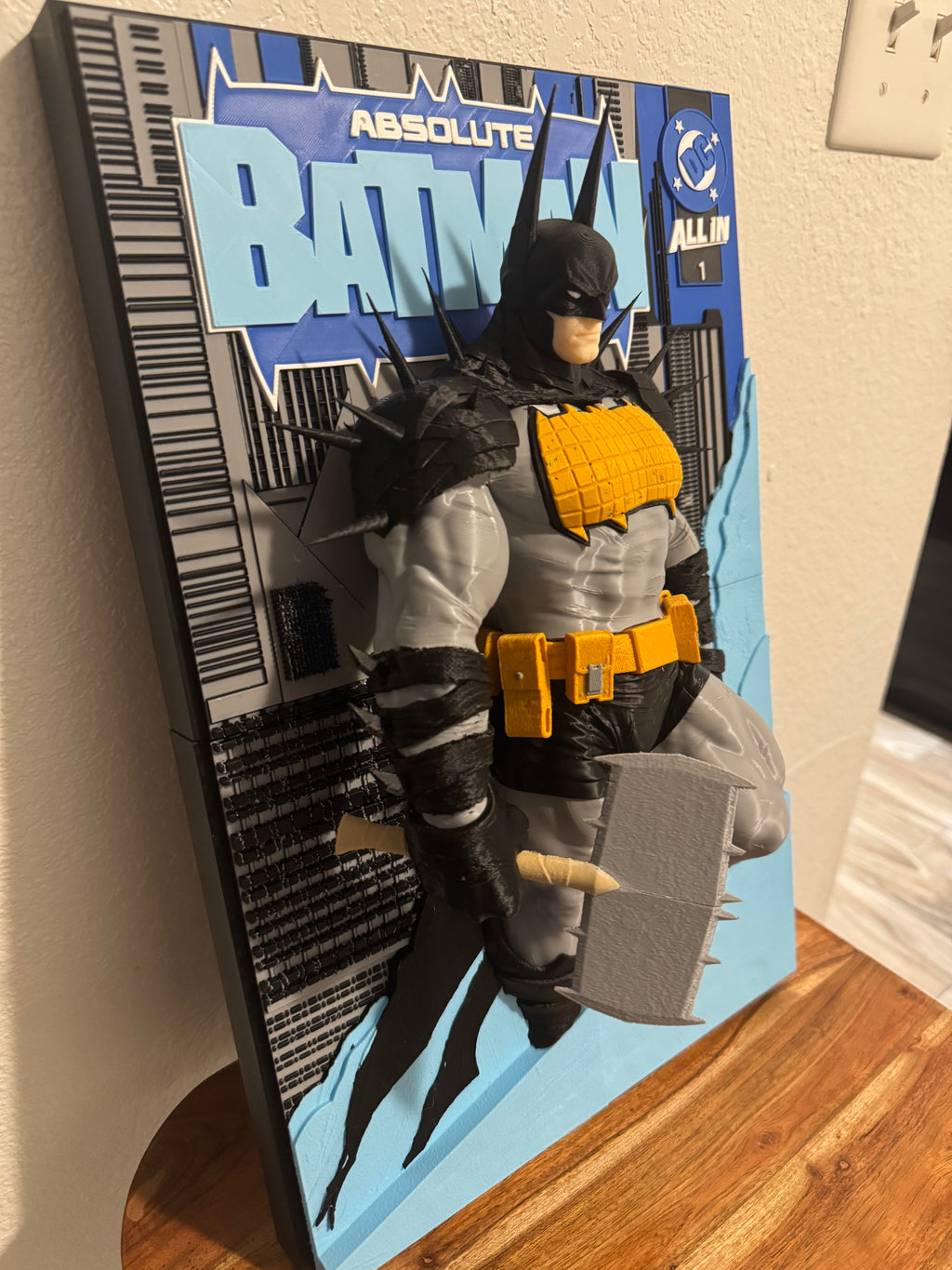 Absolute Batman 3D Wall Display Poster | 12" x 18" Layered Fan Art | Multicolor PLA Wall Art with Built-In 3M Mounts