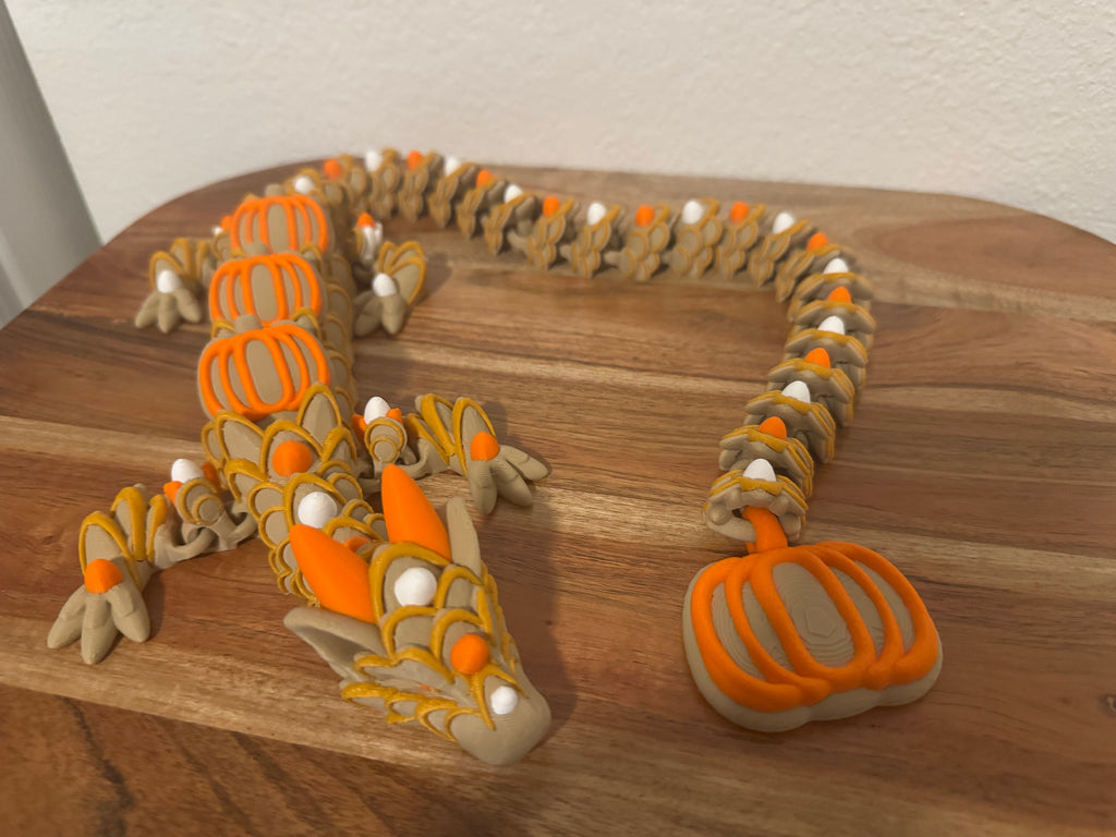 Pumpkin Spice Cookie Dragon | Large Articulated 3D Printed Fall Dragon