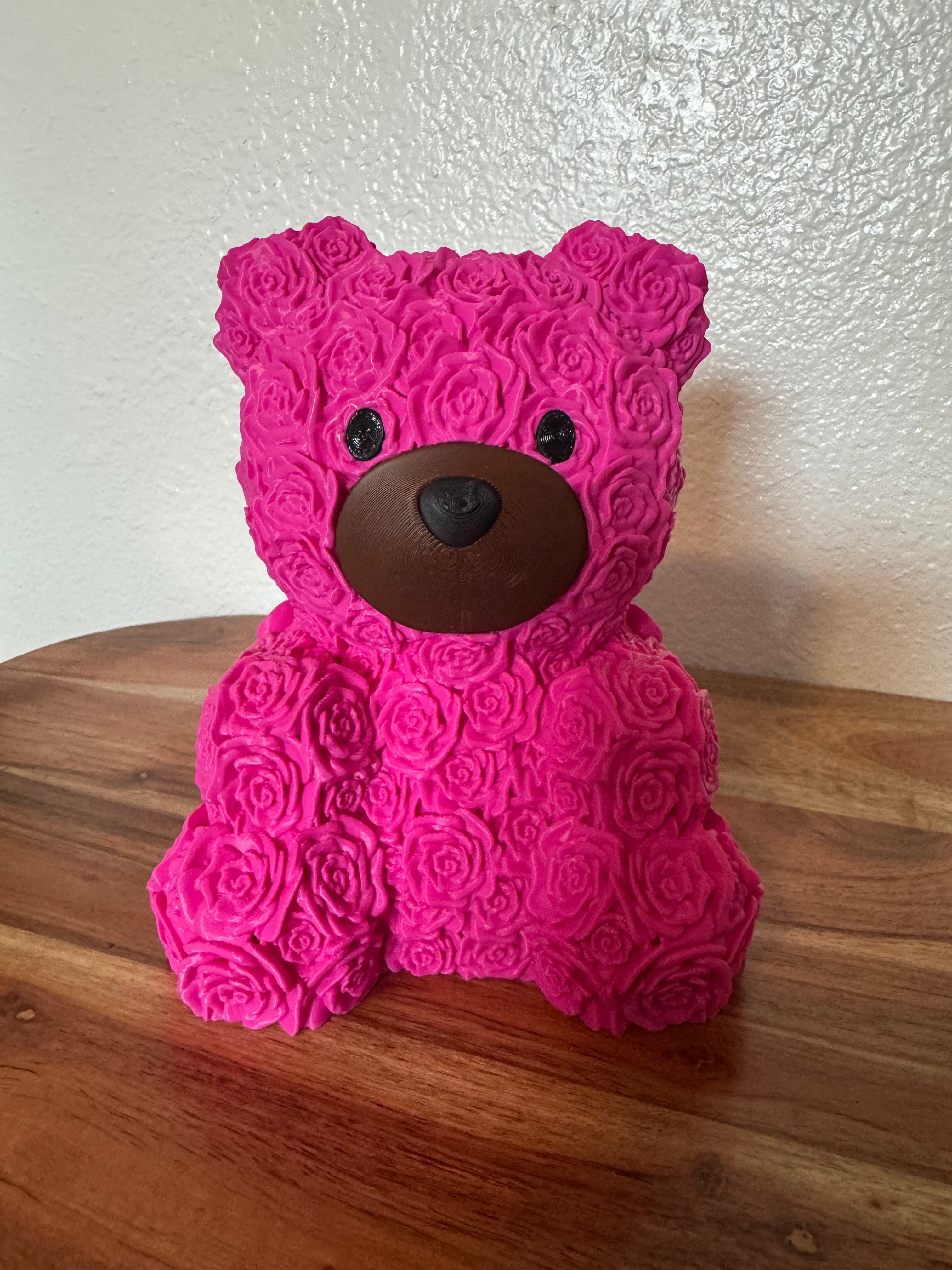 Floral Rose Bear – 6" 3D Printed Decorative Bear