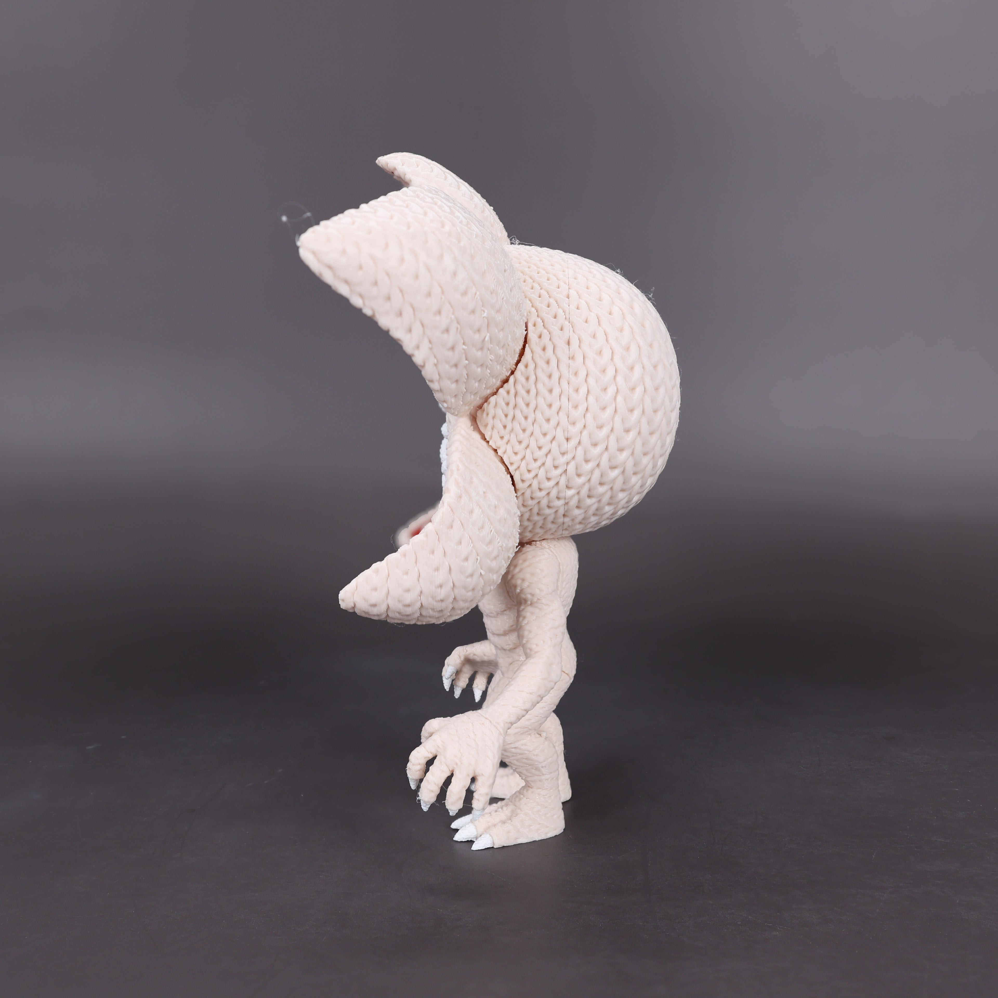 Flower Head Horror Monster Figurine – Textured Knit Crochet Style Desk Collectible -  Fantasy Creature Sculpture