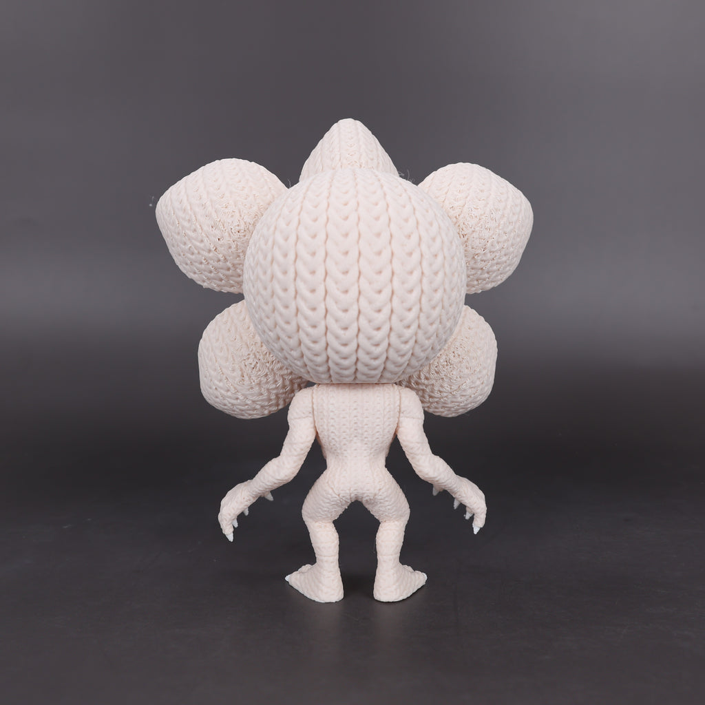 Flower Head Horror Monster Figurine – Textured Knit Crochet Style Desk Collectible -  Fantasy Creature Sculpture