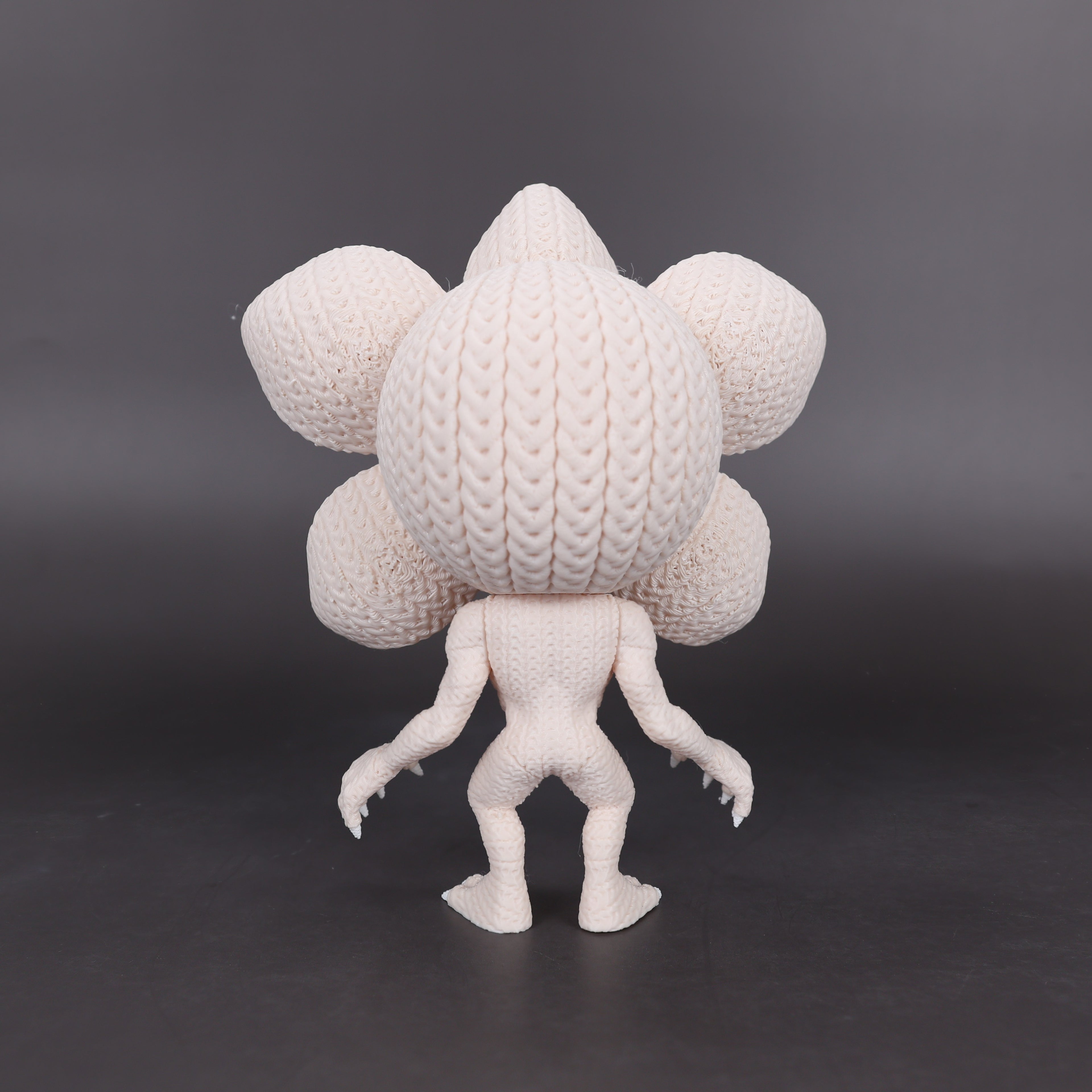 Flower Head Horror Monster Figurine – Textured Knit Crochet Style Desk Collectible -  Fantasy Creature Sculpture
