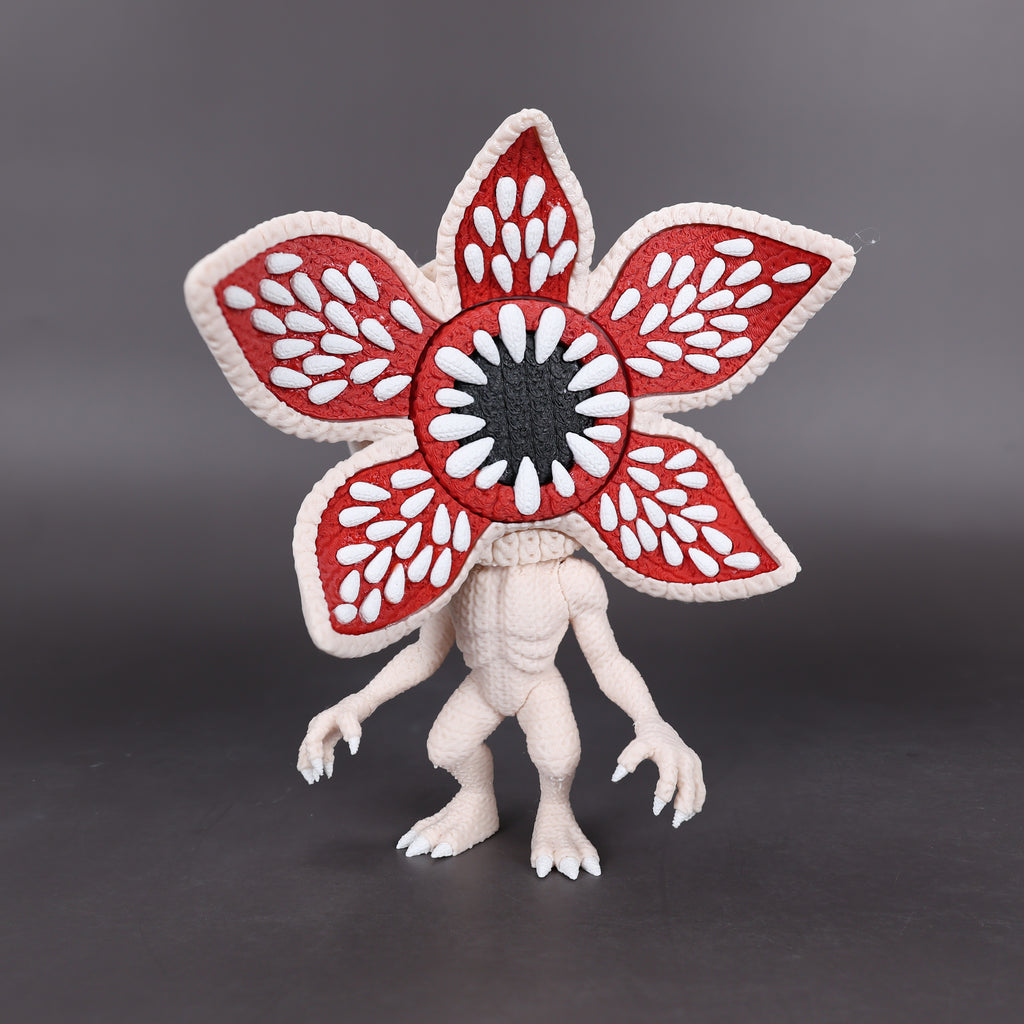 Flower Head Horror Monster Figurine – Textured Knit Crochet Style Desk Collectible -  Fantasy Creature Sculpture