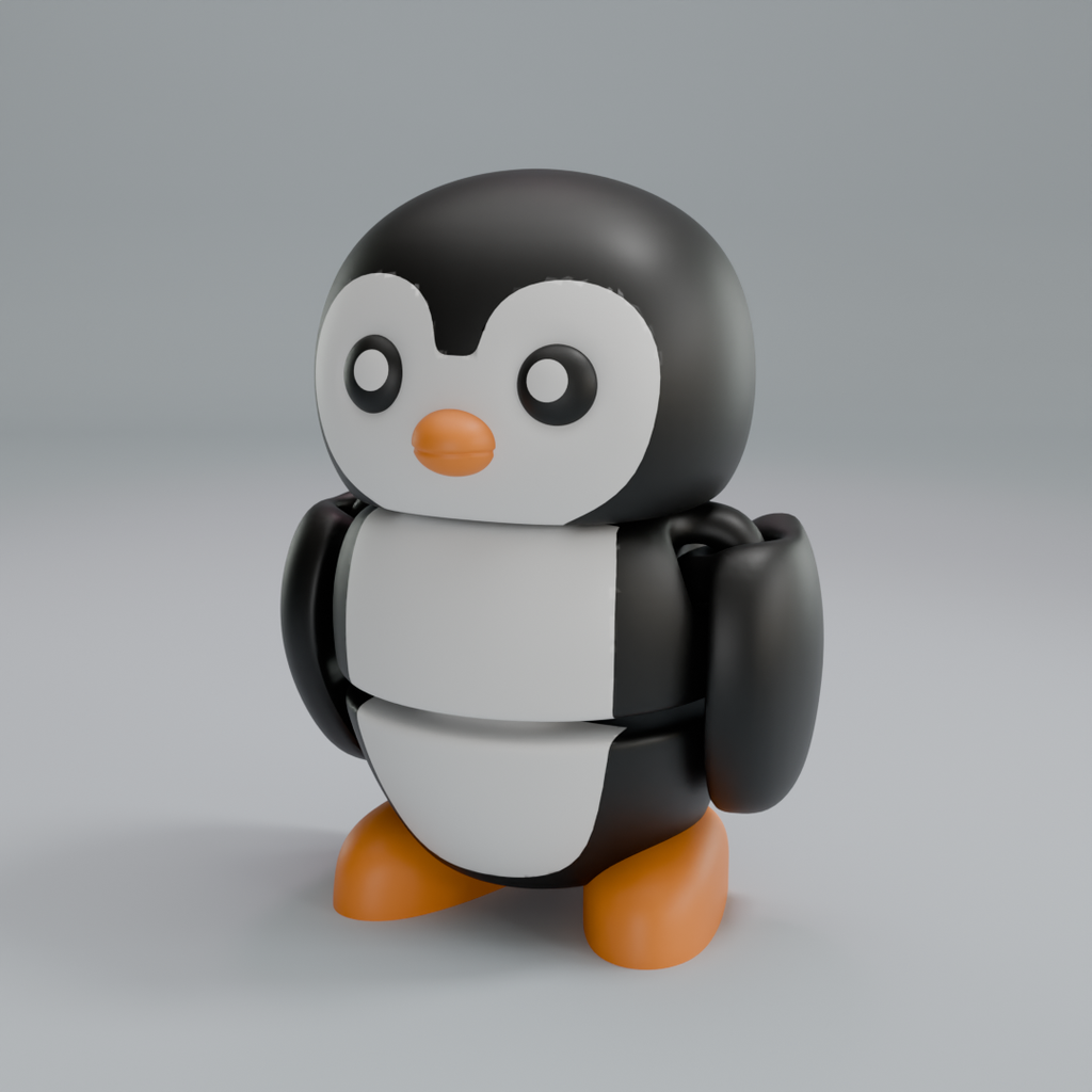 Penguin Articulated Figure Keychain – Cute Flexi Companion | Fidget Toy | 3D Printed Keychain Accessory