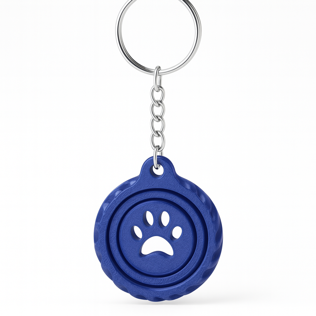 Paw Print Spinner Keychain – 3D Printed Fidget Keychain | Pet Lover Gift | Stress Reliever | Bag Accessory