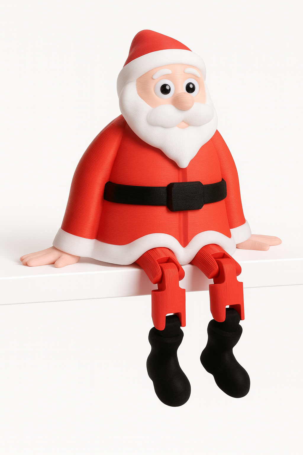 Santa on a Shelf – Articulated 3D Printed Flexi Santa | Dangling-Leg Shelf Sitter | Holiday Décor | Christmas Figurine