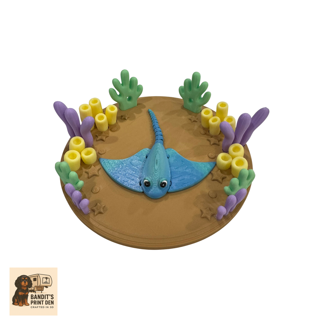 Coral Reef Critter Display Set – 3D Printed Ocean Scene & Articulated Sea Animals