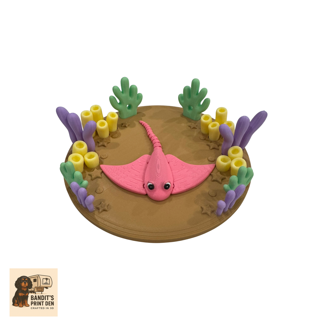 Coral Reef Critter Display Set – 3D Printed Ocean Scene & Articulated Sea Animals