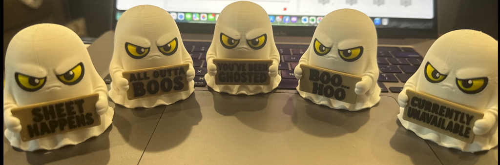 Fall Desk Buddies | Funny Ghost & Candle Desk Decorations with Interchangeable Signs