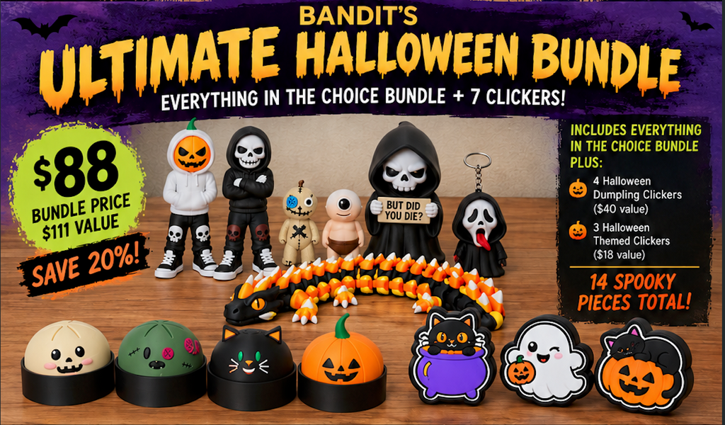 3D Printed Halloween Bundle | Halloween Fidgets, Dragon, Clickers & Desk Buddy