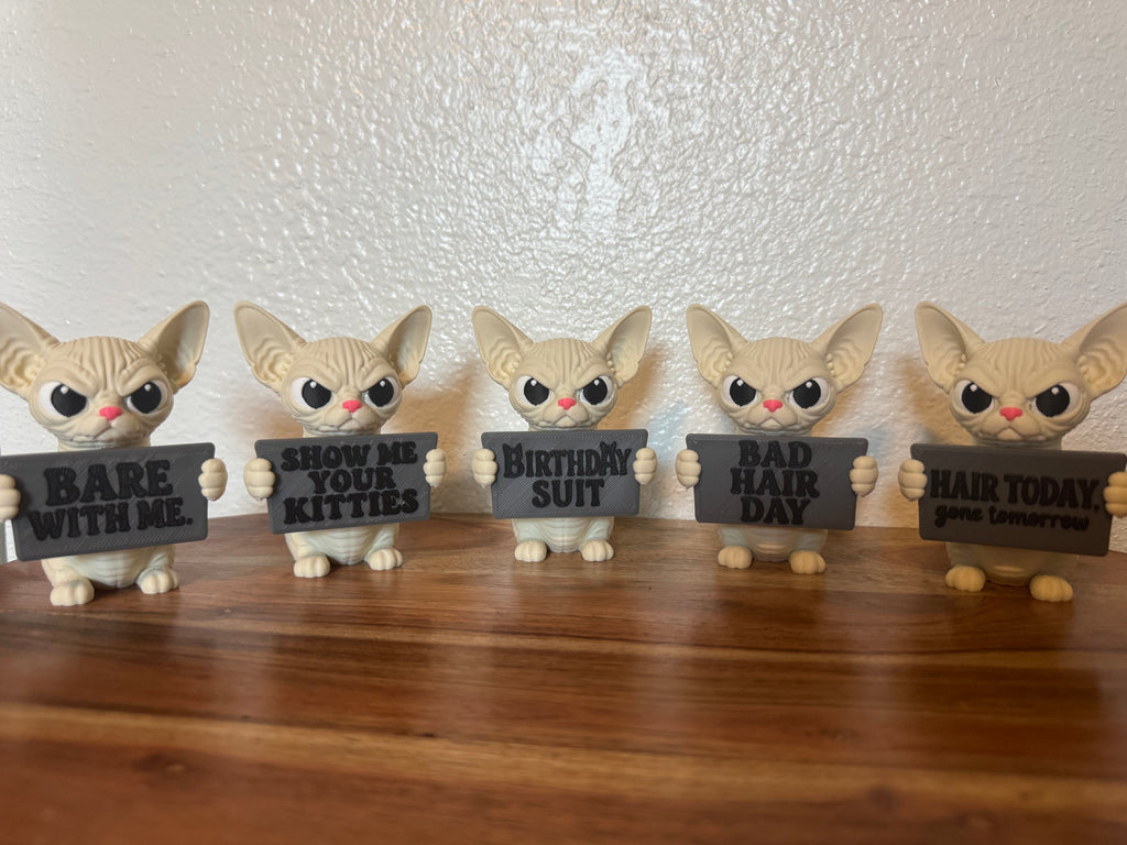 AWA Sphynx - Funny Sphynx Cat Desk Buddy | Animals with Attitude | 3D Printed Cat