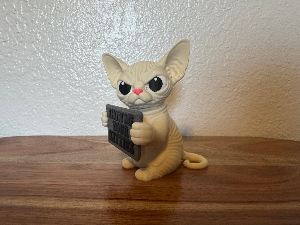 AWA Sphynx - Funny Sphynx Cat Desk Buddy | Animals with Attitude | 3D Printed Cat
